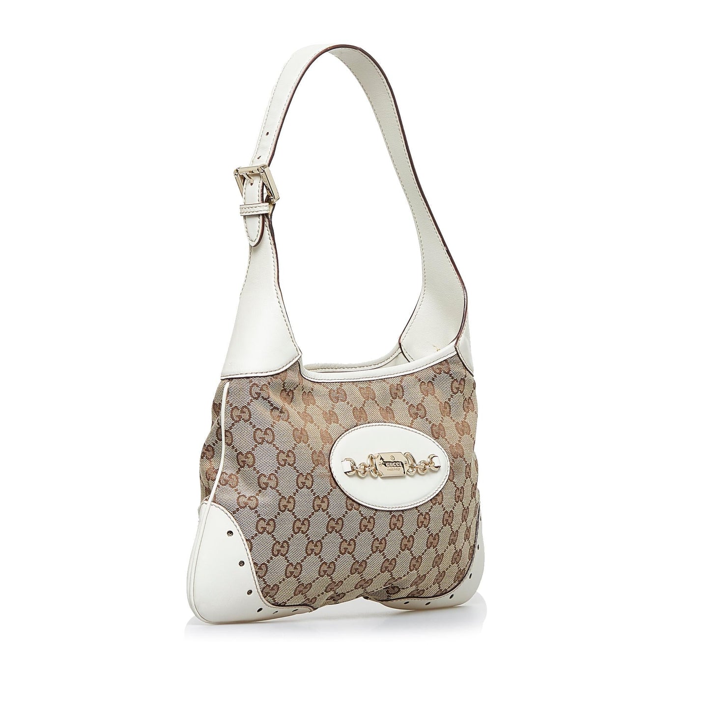 Gucci GG Punch SHG-1mCEKQ Canvas White Brown Shoulder Bag