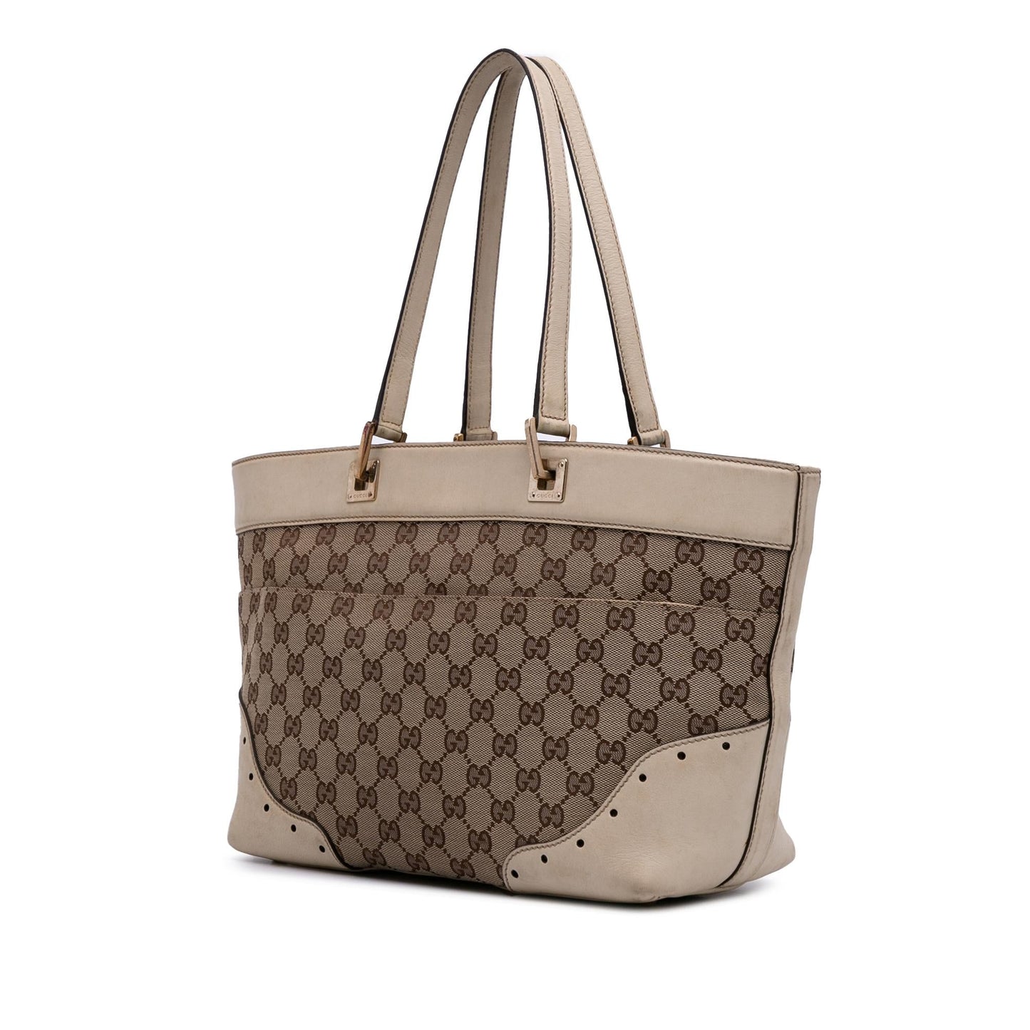 Gucci GG Punch Canvas Calf Brown Tote Bag