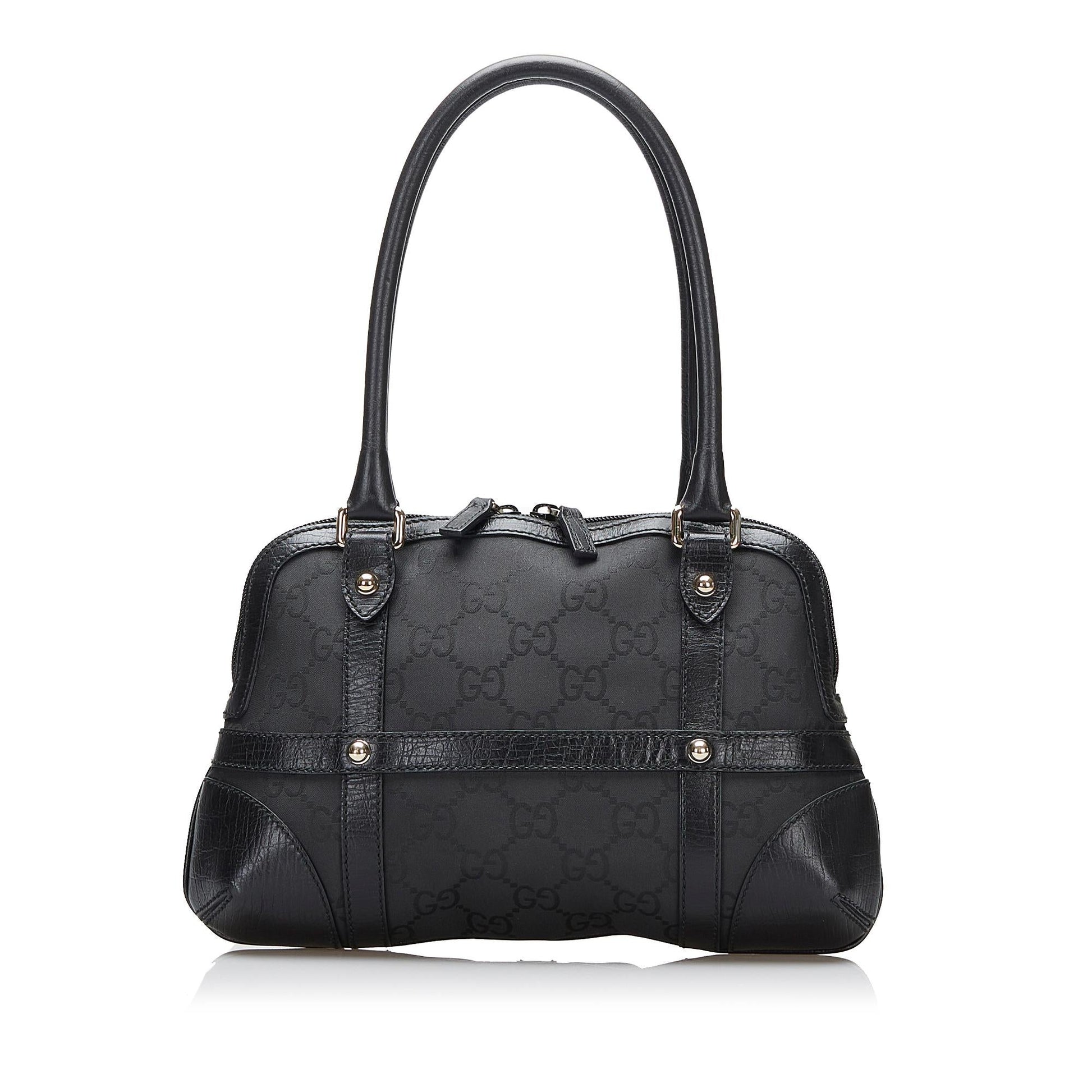 Gucci GG Reins SHG-kxn1Yk Canvas Black Satchel Bag