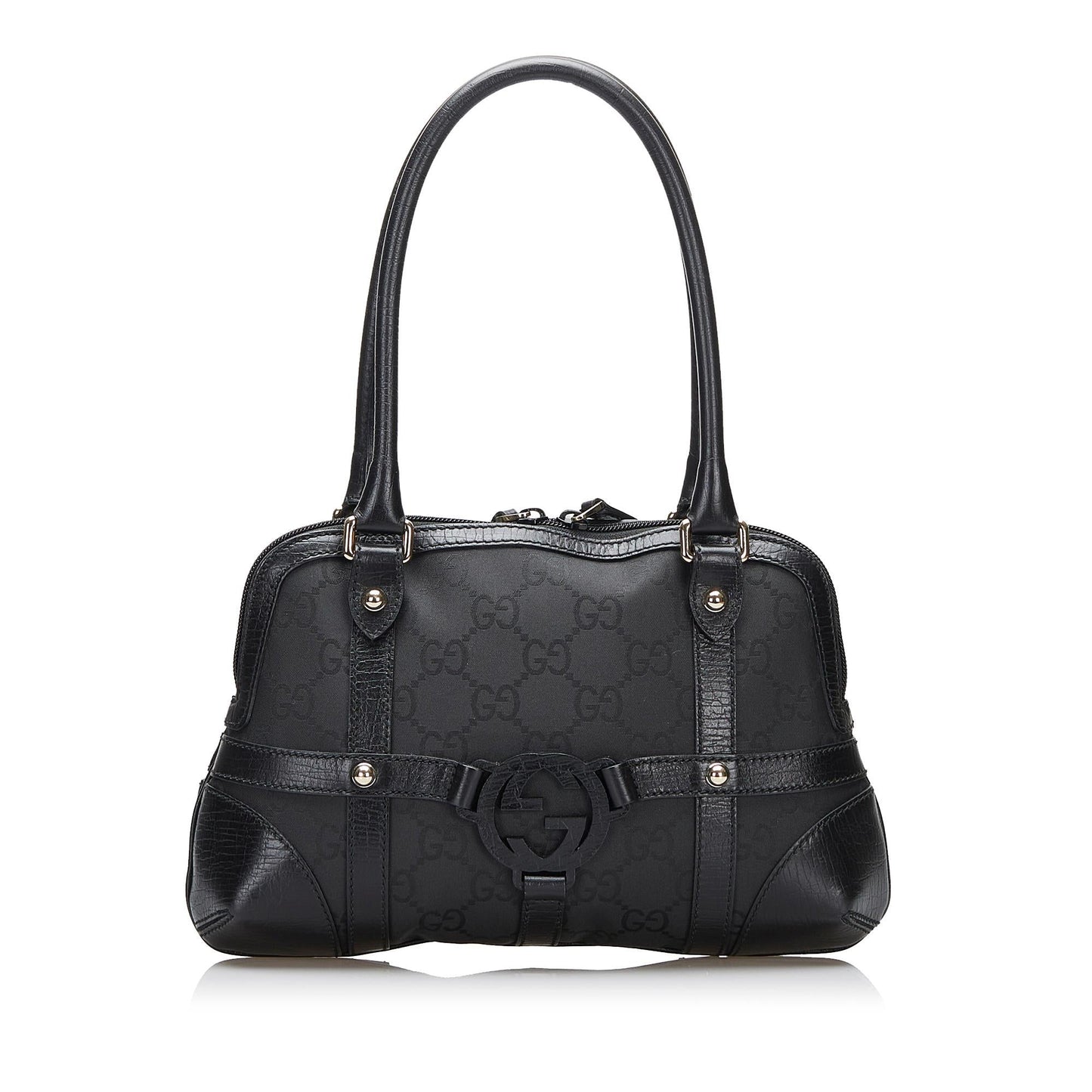 Gucci GG Reins SHG-kxn1Yk Canvas Black Satchel Bag