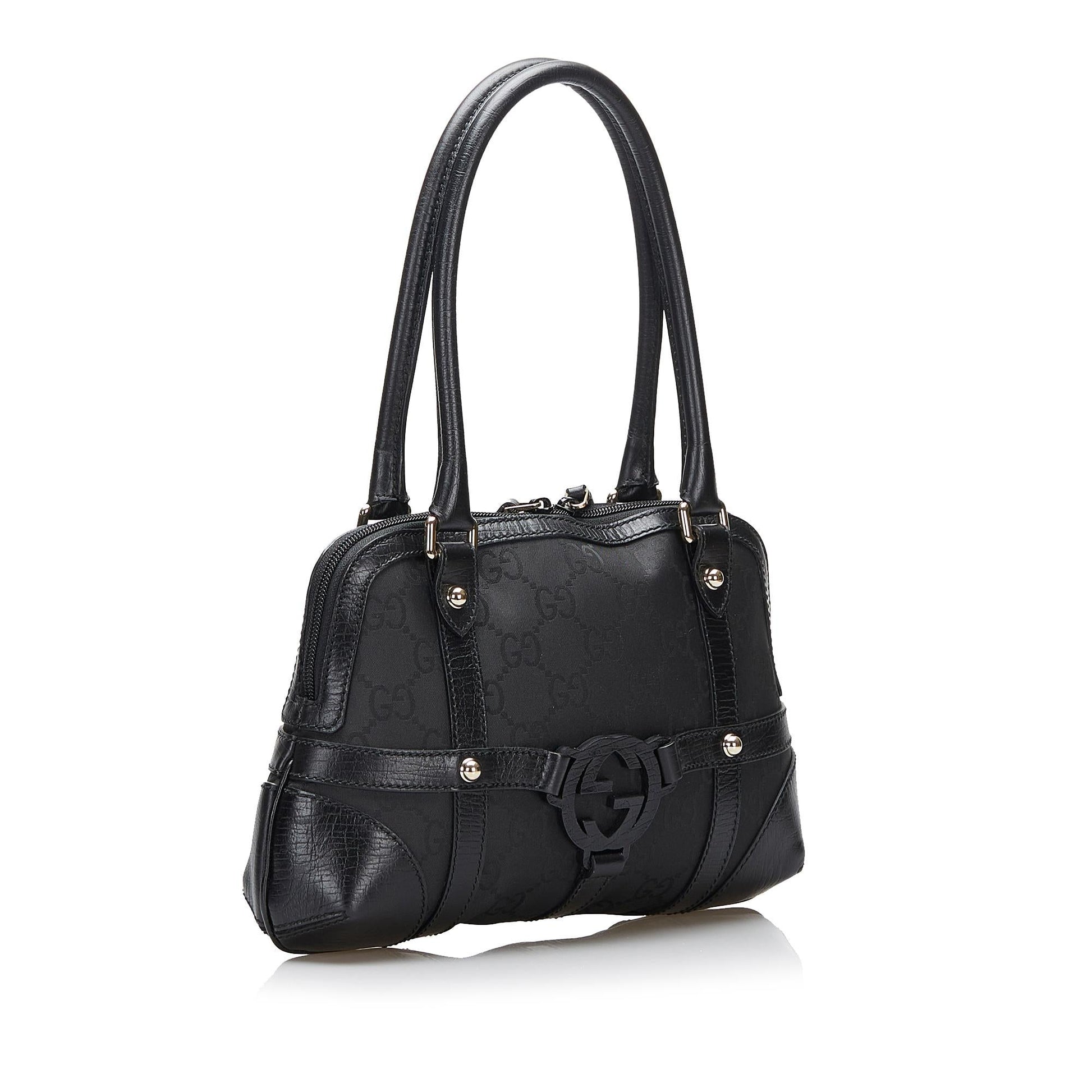 Gucci GG Reins SHG-kxn1Yk Canvas Black Satchel Bag