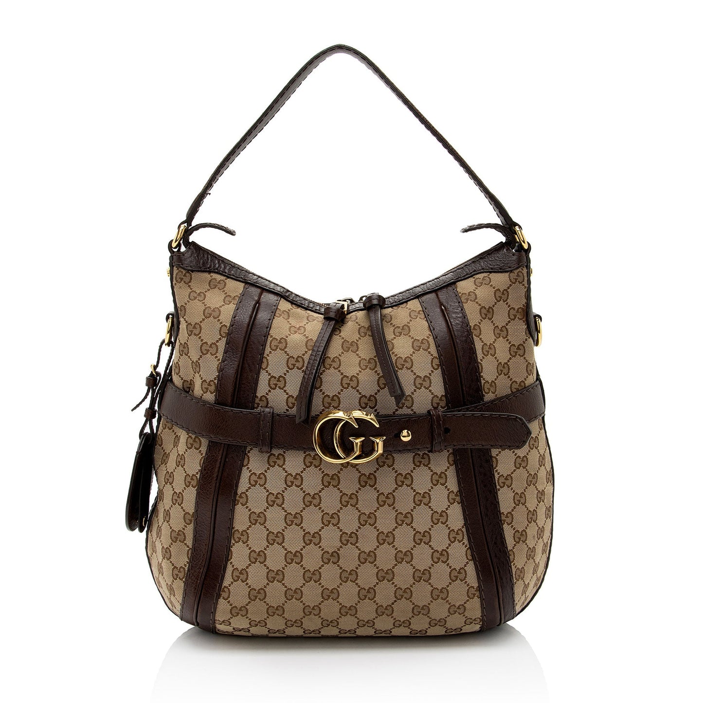 Gucci GG Running SHF-jpwkkM Leather Canvas Brown Beige Shoulder Bag