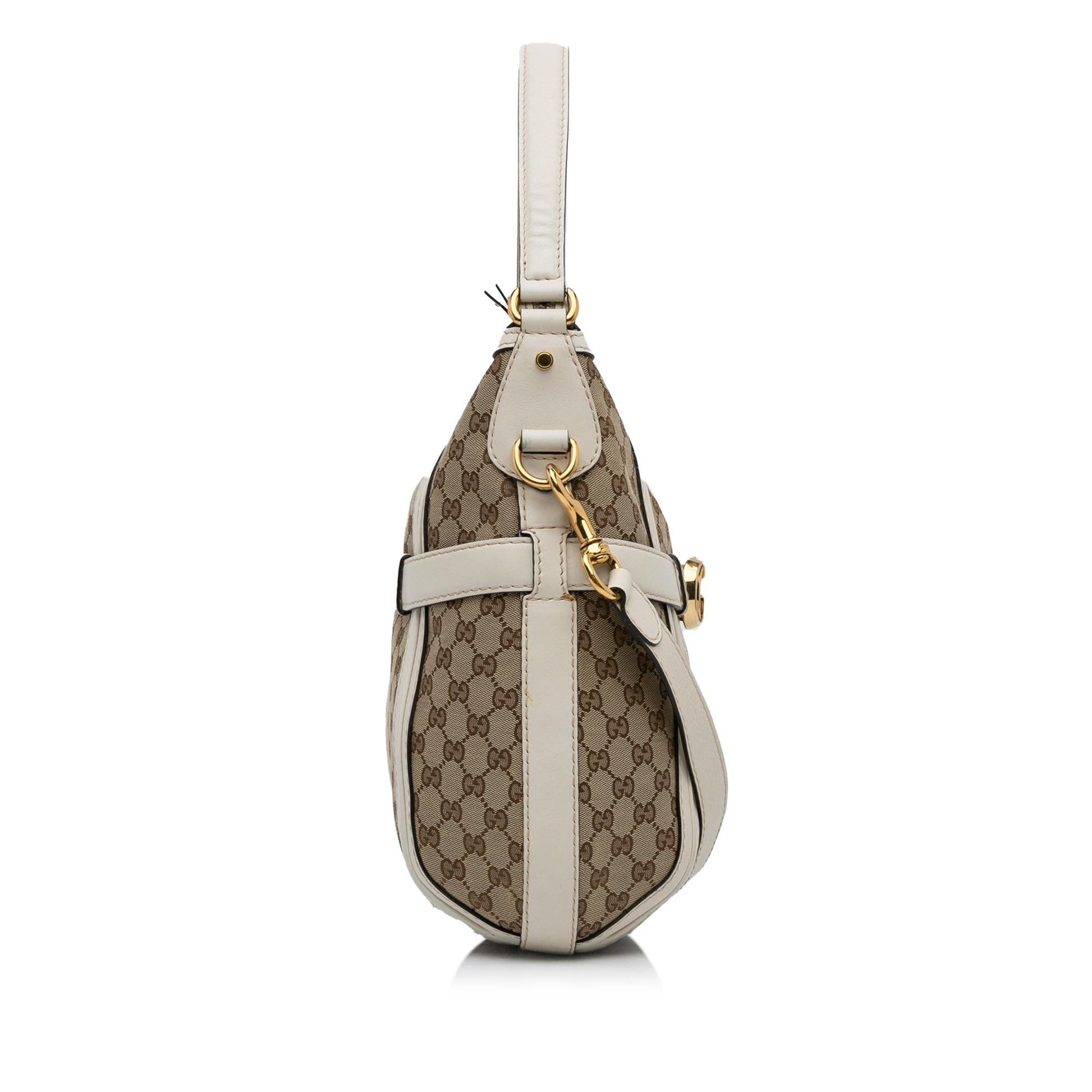 Gucci GG Running SHG-GaGvS8 Canvas Calf White Brown Satchel Bag