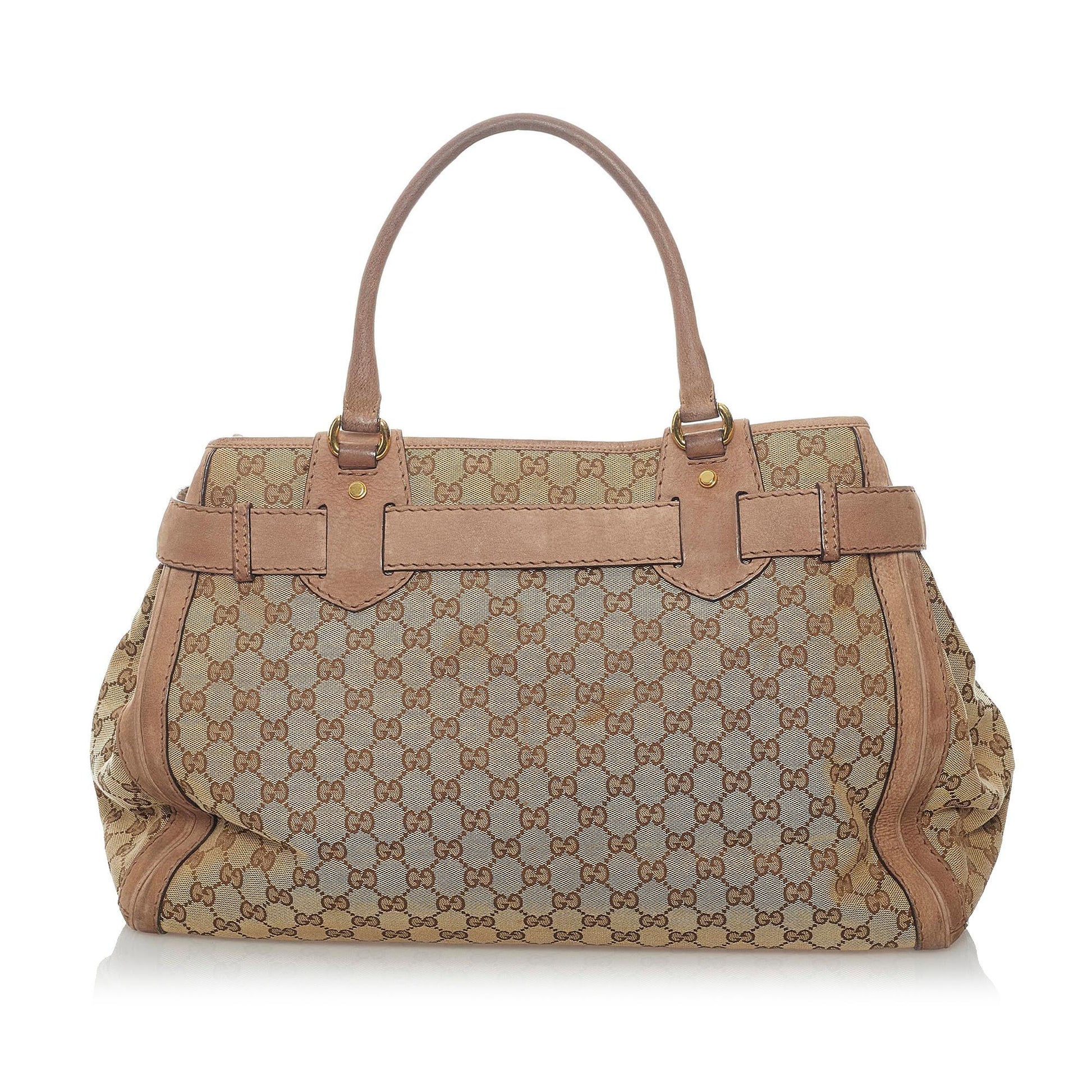 Gucci GG Running SHG Canvas Brown Grey Tote Bag
