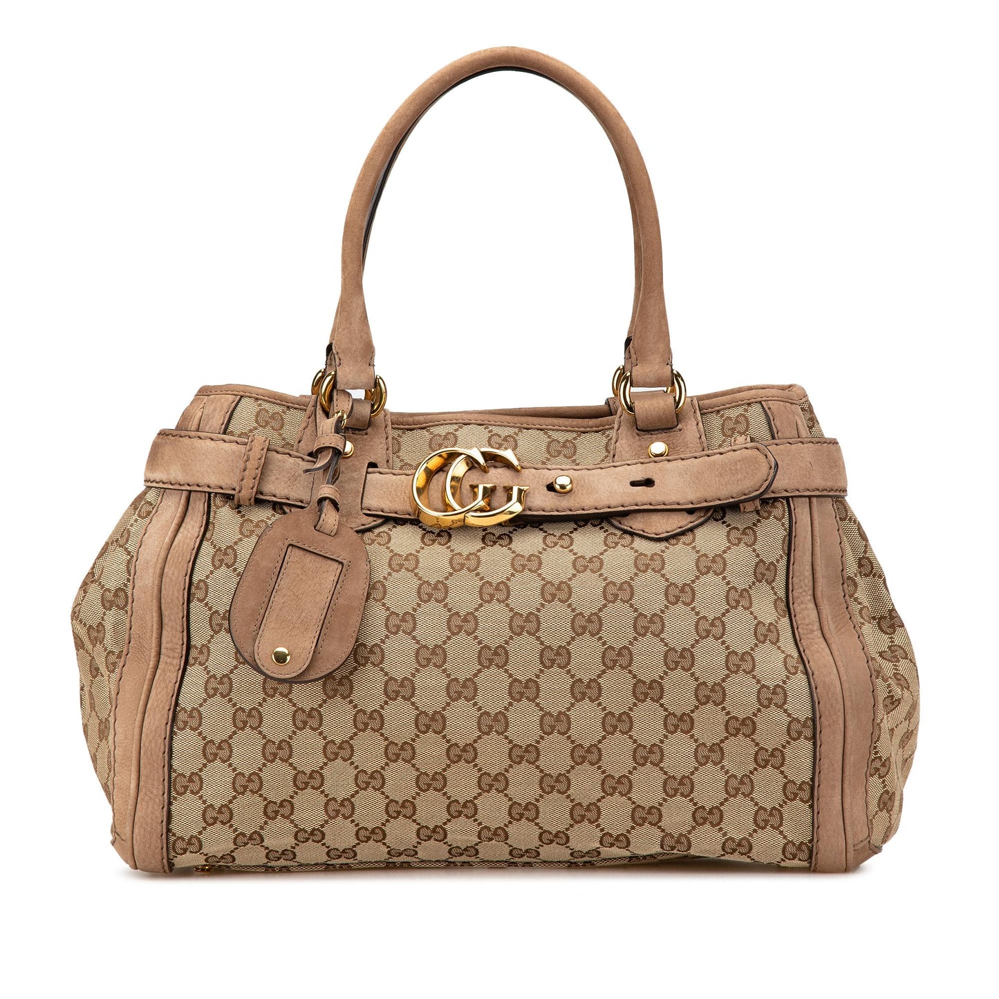 Gucci GG Running Canvas Calf Brown Tote Bag