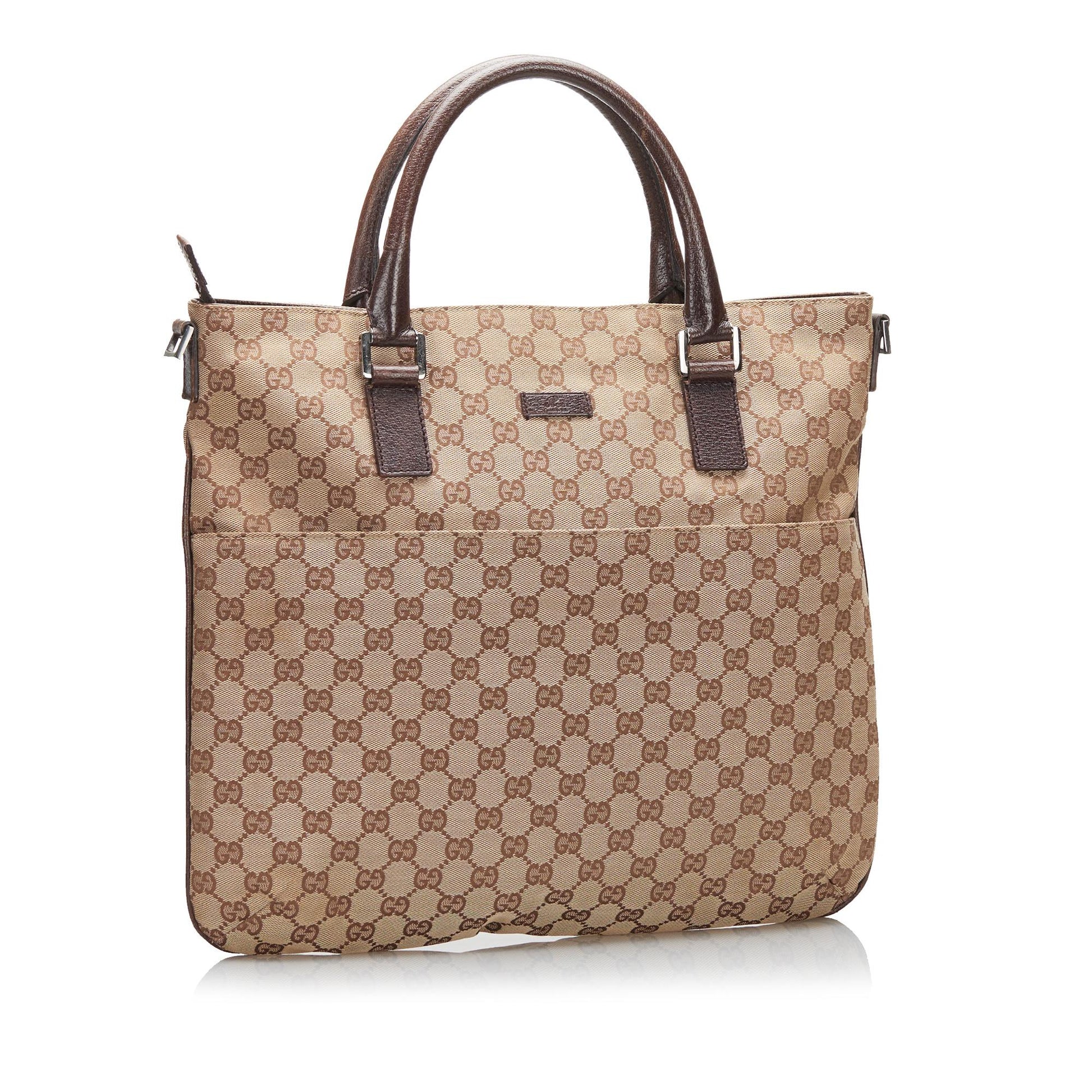 Gucci GG SHG-ny2JTZ Canvas Calf Brown Satchel Bag
