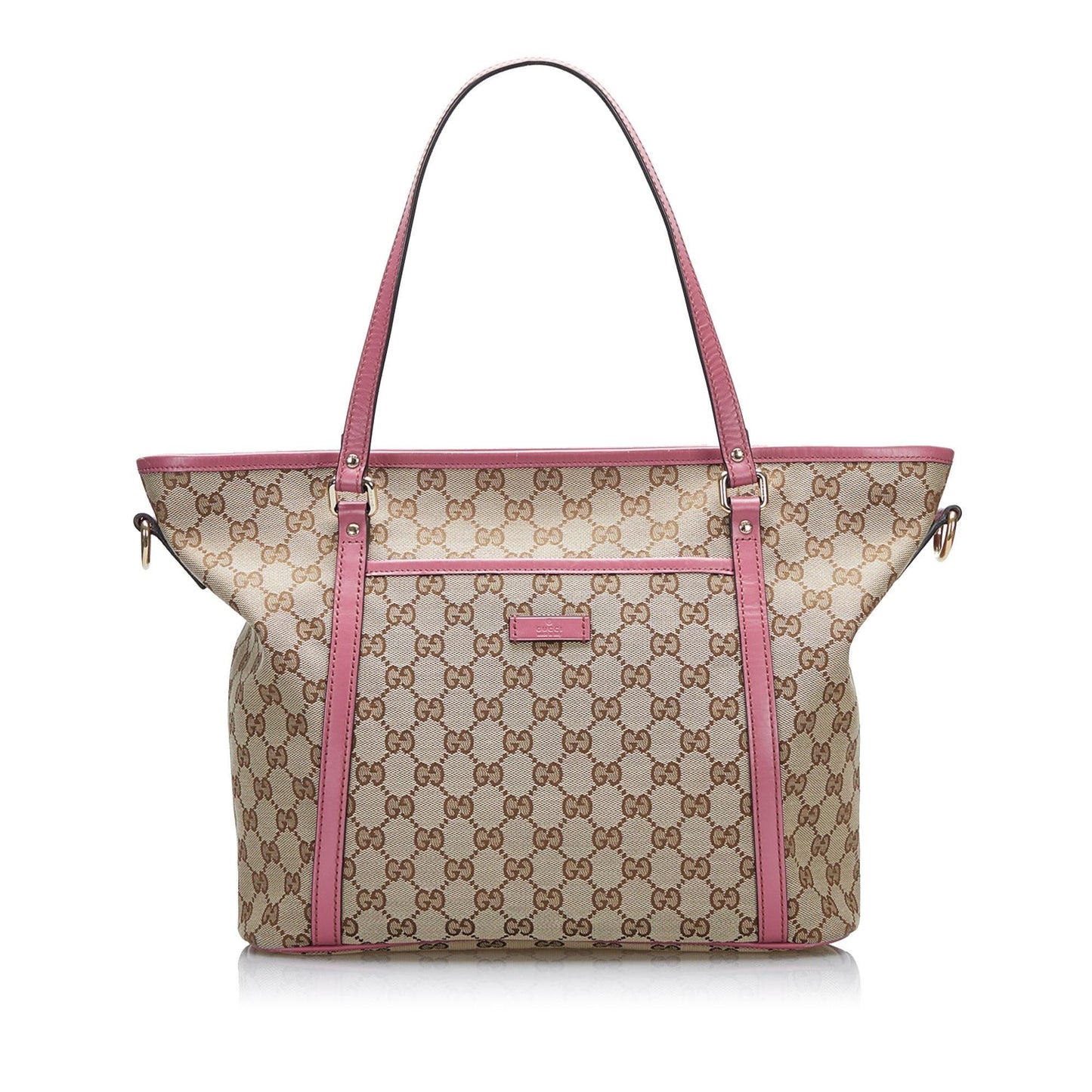 Gucci GG SHG-krSlKU Canvas Calf Brown Pink Satchel Bag
