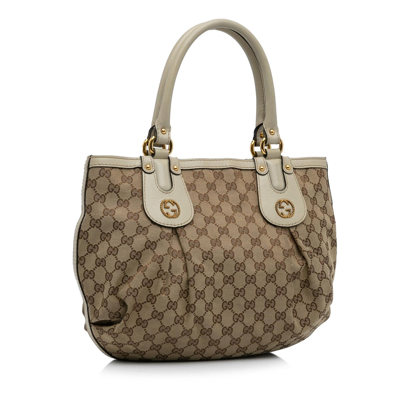 Gucci GG Scarlett SHG-V3g75g Canvas Calf White Brown Tote Bag