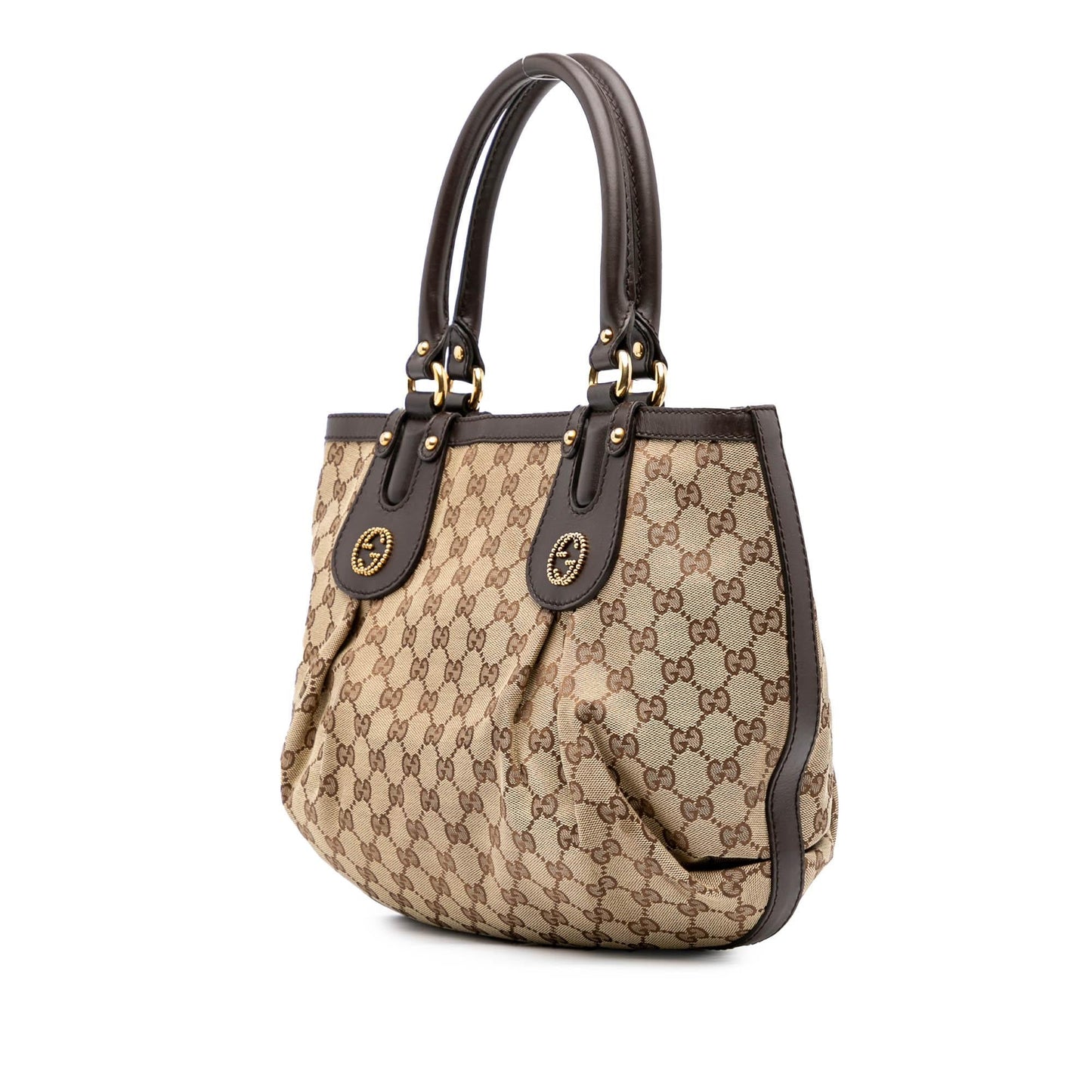 Gucci GG Scarlett Canvas Calf Black Brown Tote Bag