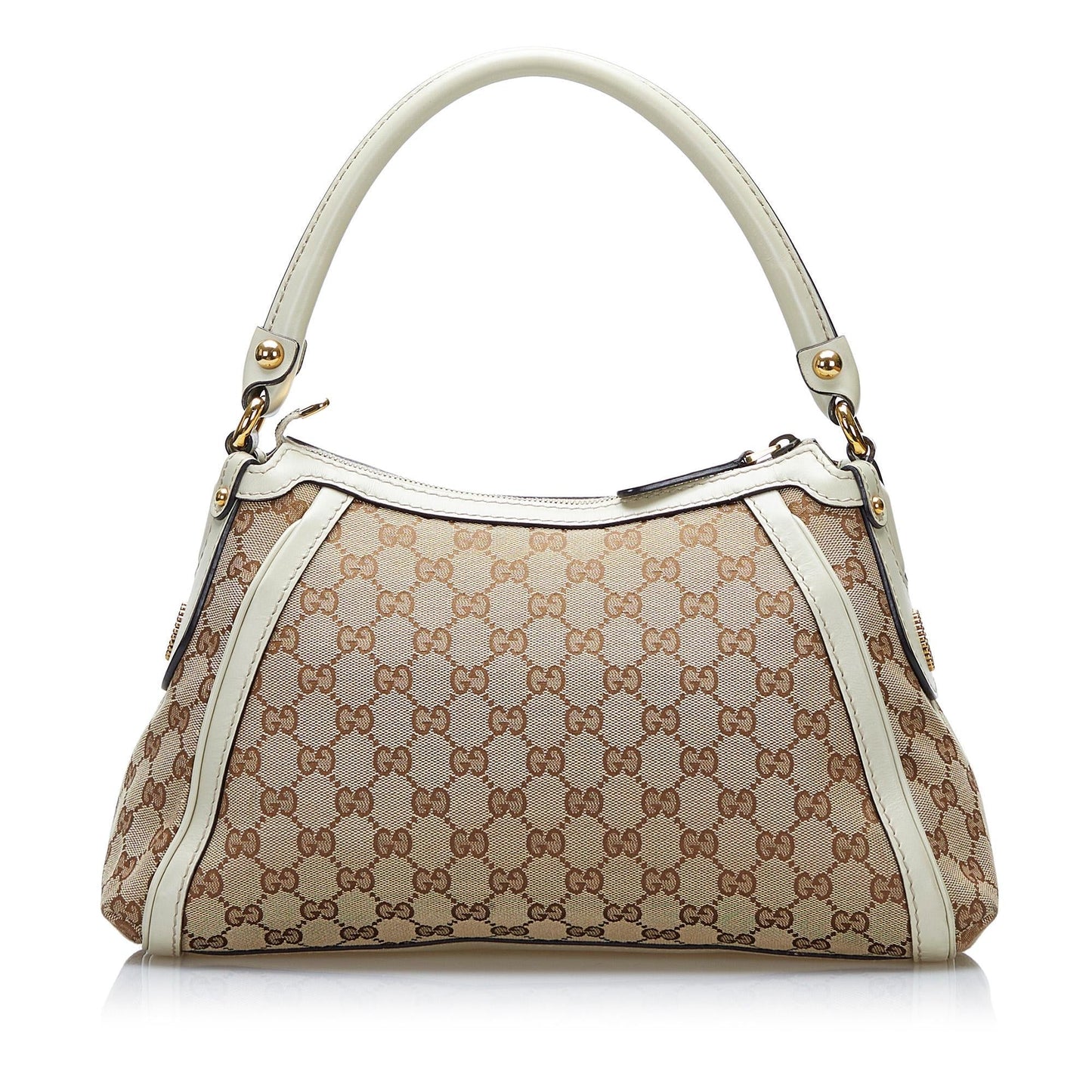 Gucci GG Scarlett SHG-fy0yDx Canvas Calf White Brown Satchel Bag