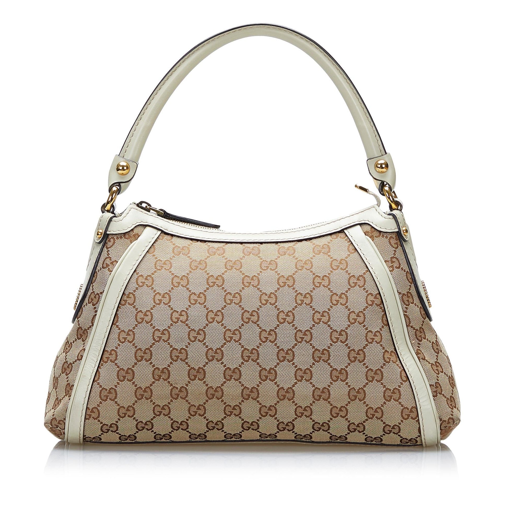 Gucci GG Scarlett SHG-fy0yDx Canvas Calf White Brown Satchel Bag