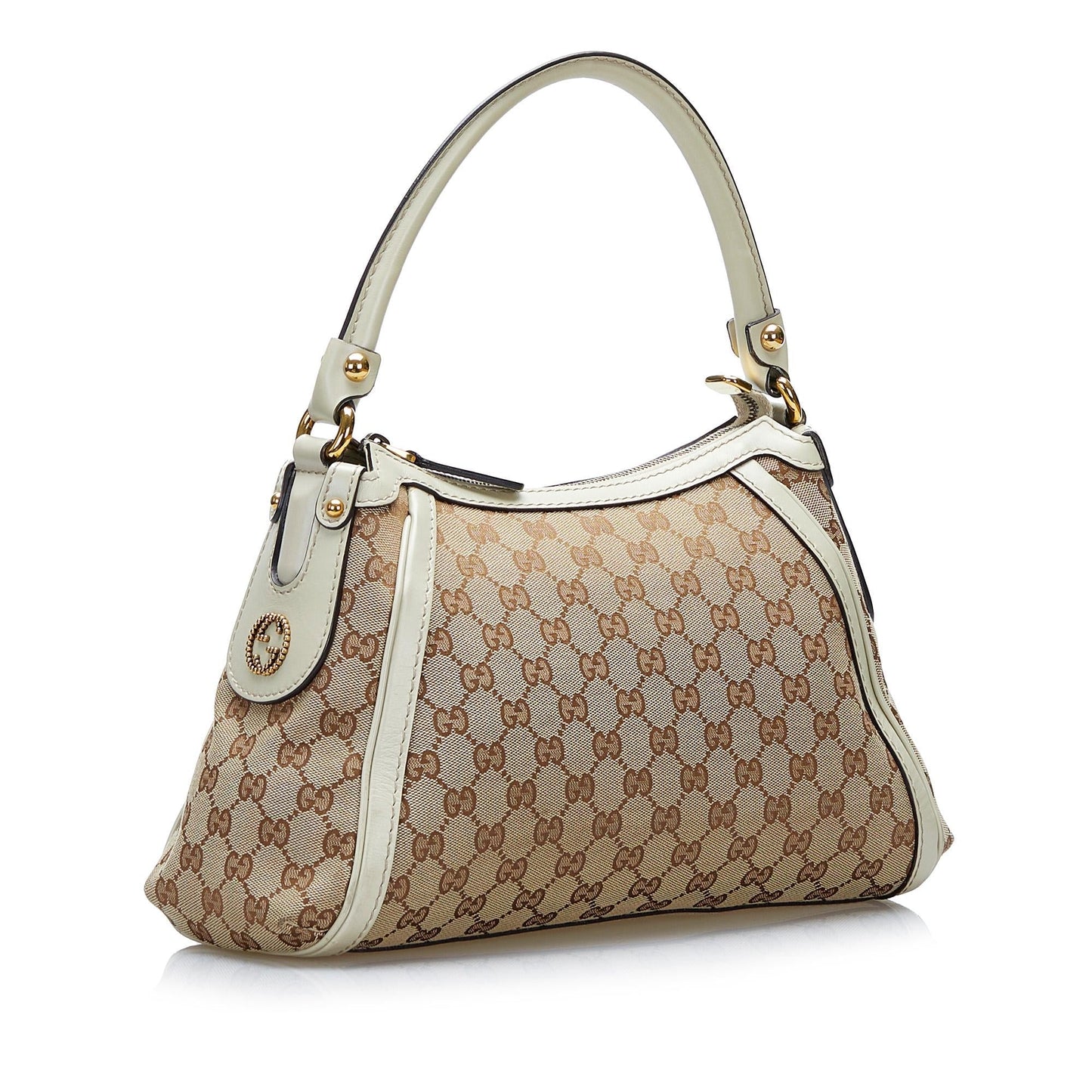 Gucci GG Scarlett SHG-fy0yDx Canvas Calf White Brown Satchel Bag