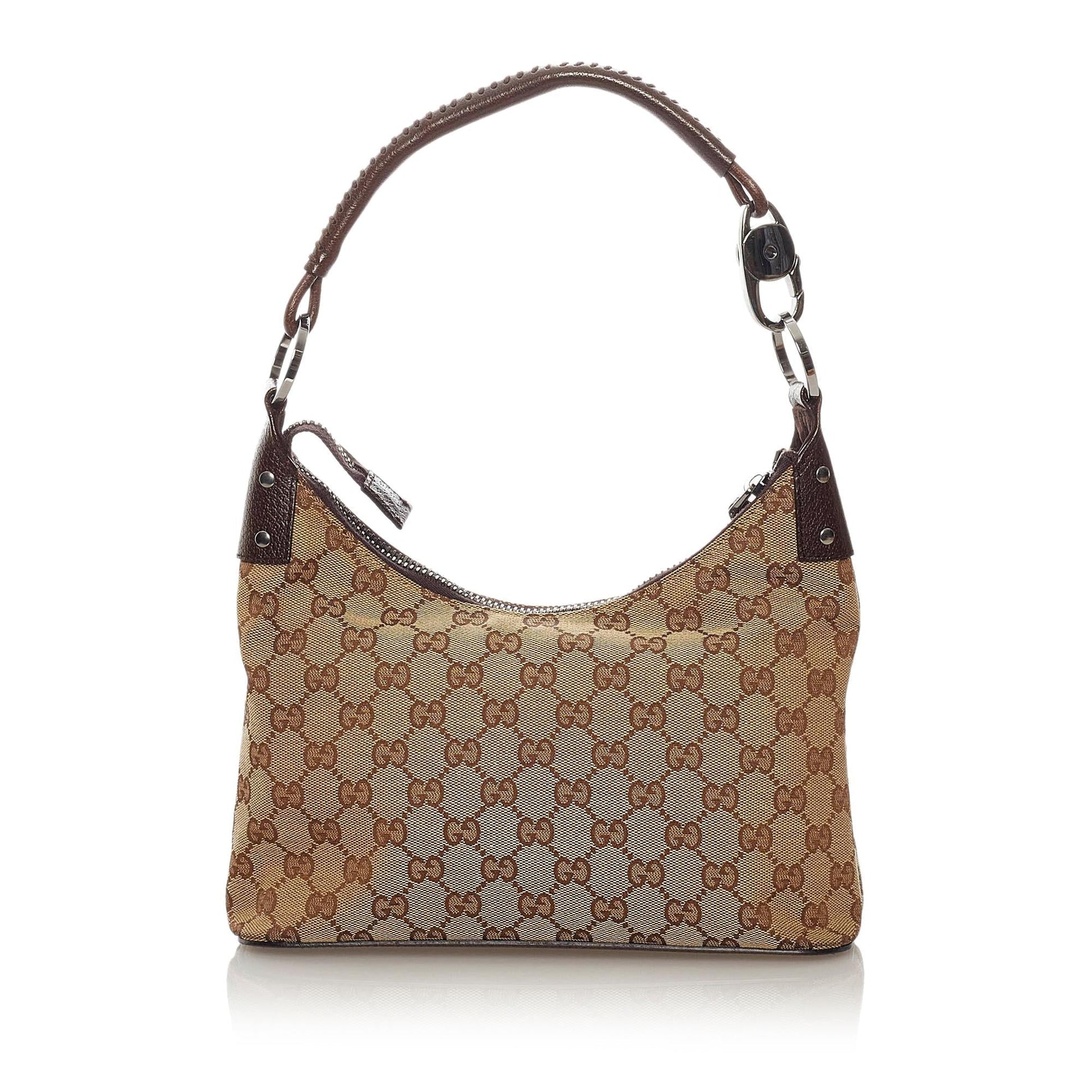 Gucci GG SHG Canvas Calf Brown Shoulder Bag 3
