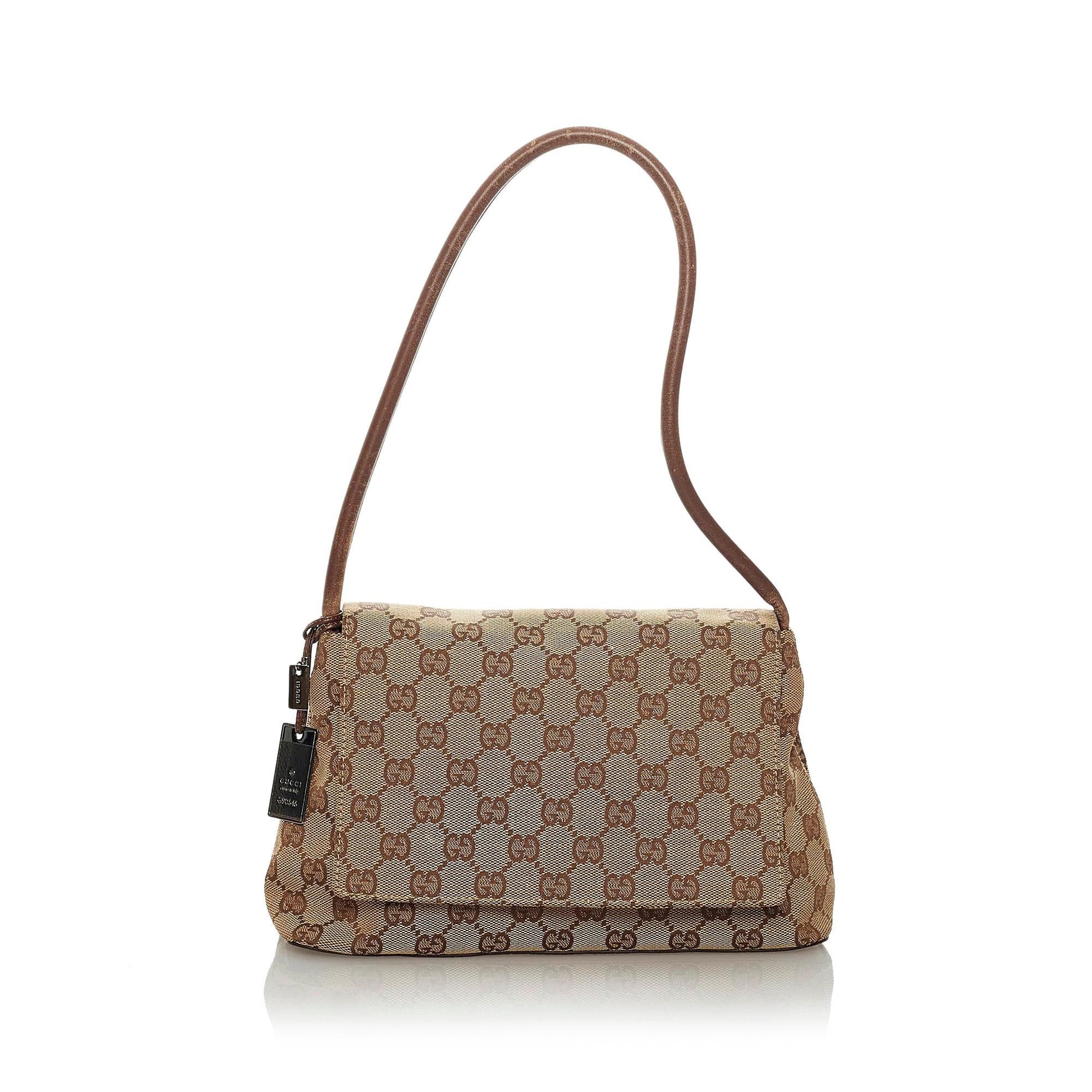 Gucci GG SHG Canvas Calf Brown Shoulder Bag 5