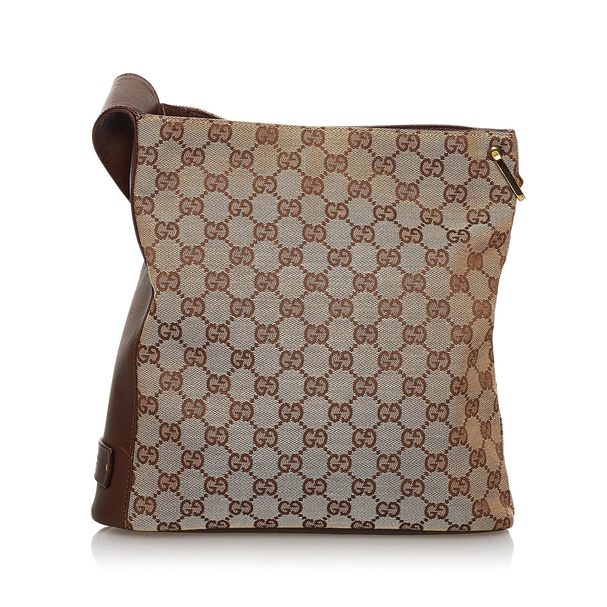 Gucci GG SHG Canvas Calf Brown Shoulder Bag 8