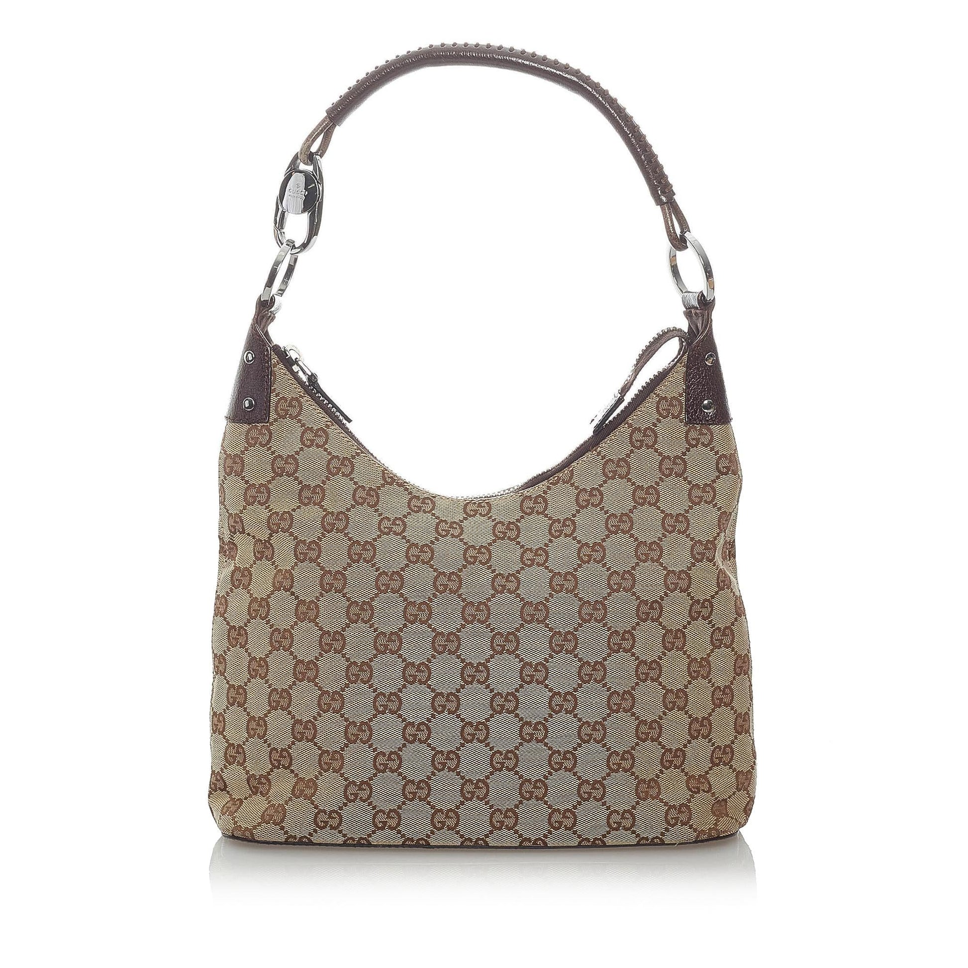 Gucci GG SHG Canvas Calf Brown Shoulder Bag 10