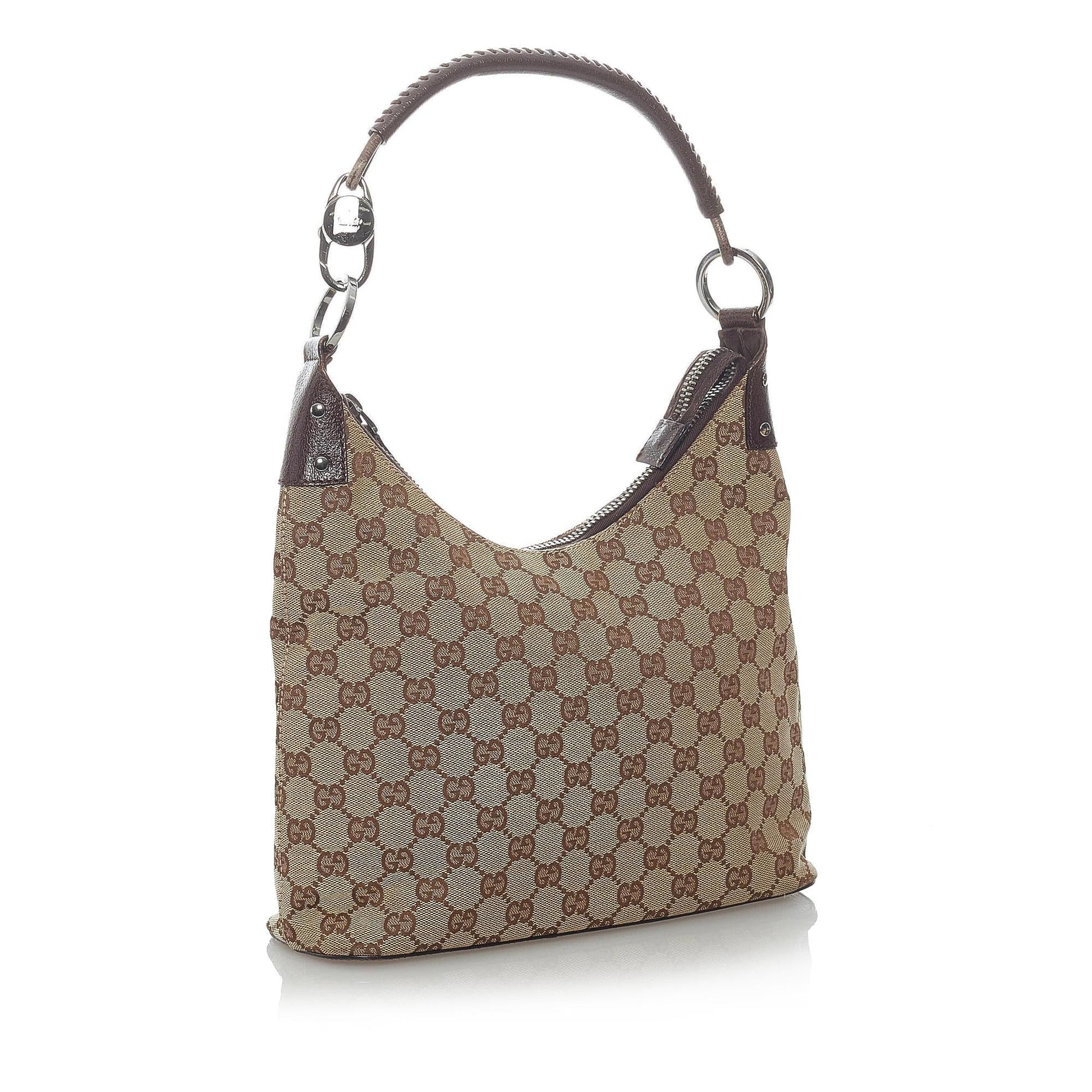 Gucci GG SHG Canvas Calf Brown Shoulder Bag 10