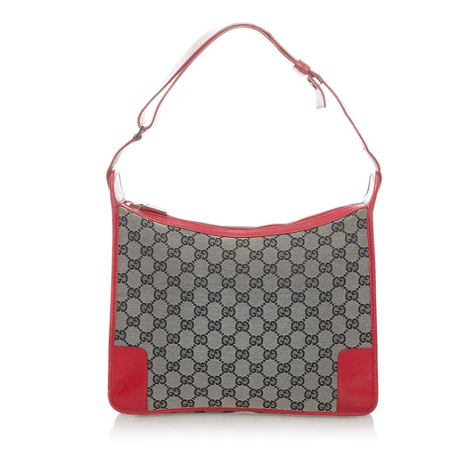 Gucci GG SHG Canvas Calf Red Grey Shoulder Bag