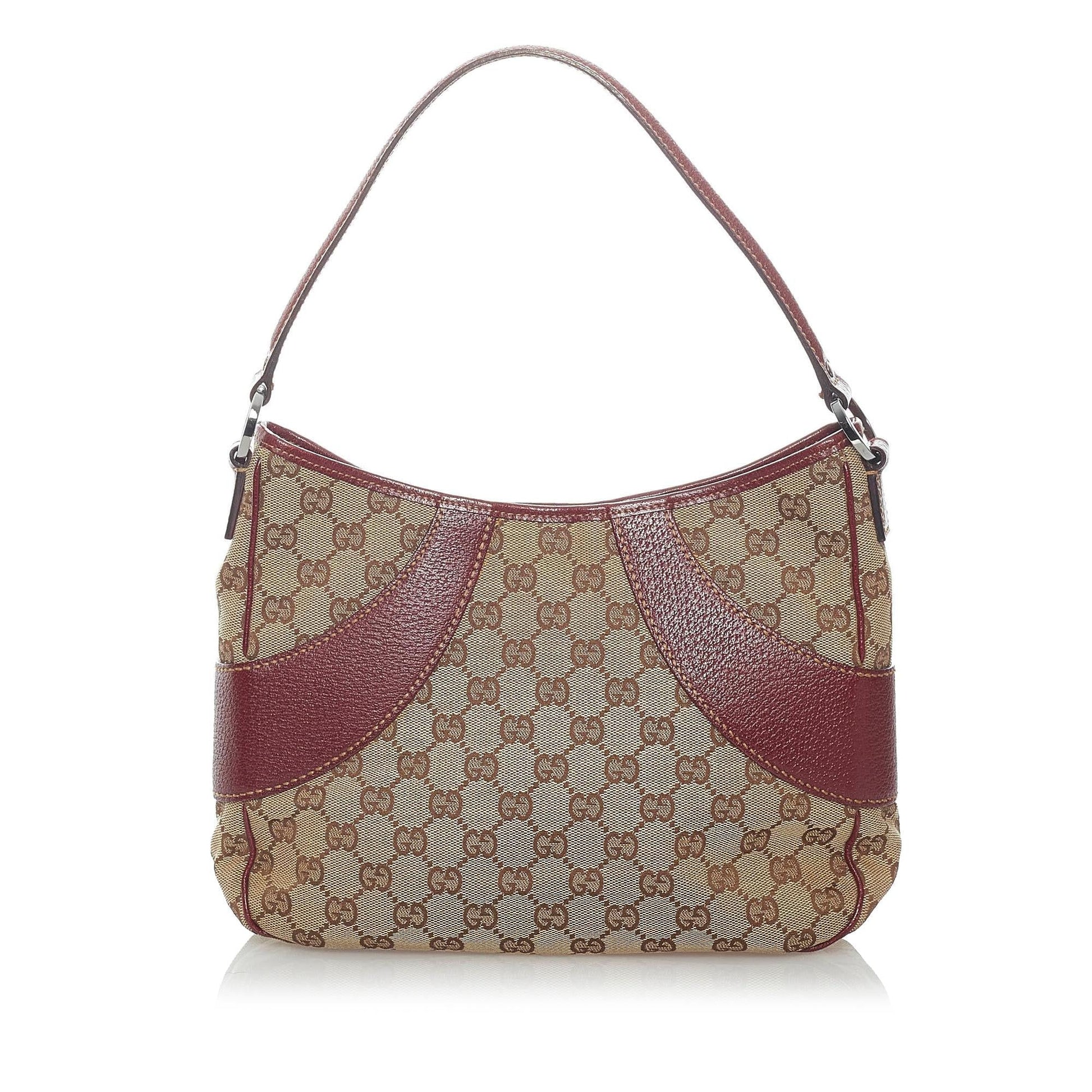 Gucci GG SHG Canvas Brown Red Shoulder Bag Bag Shg