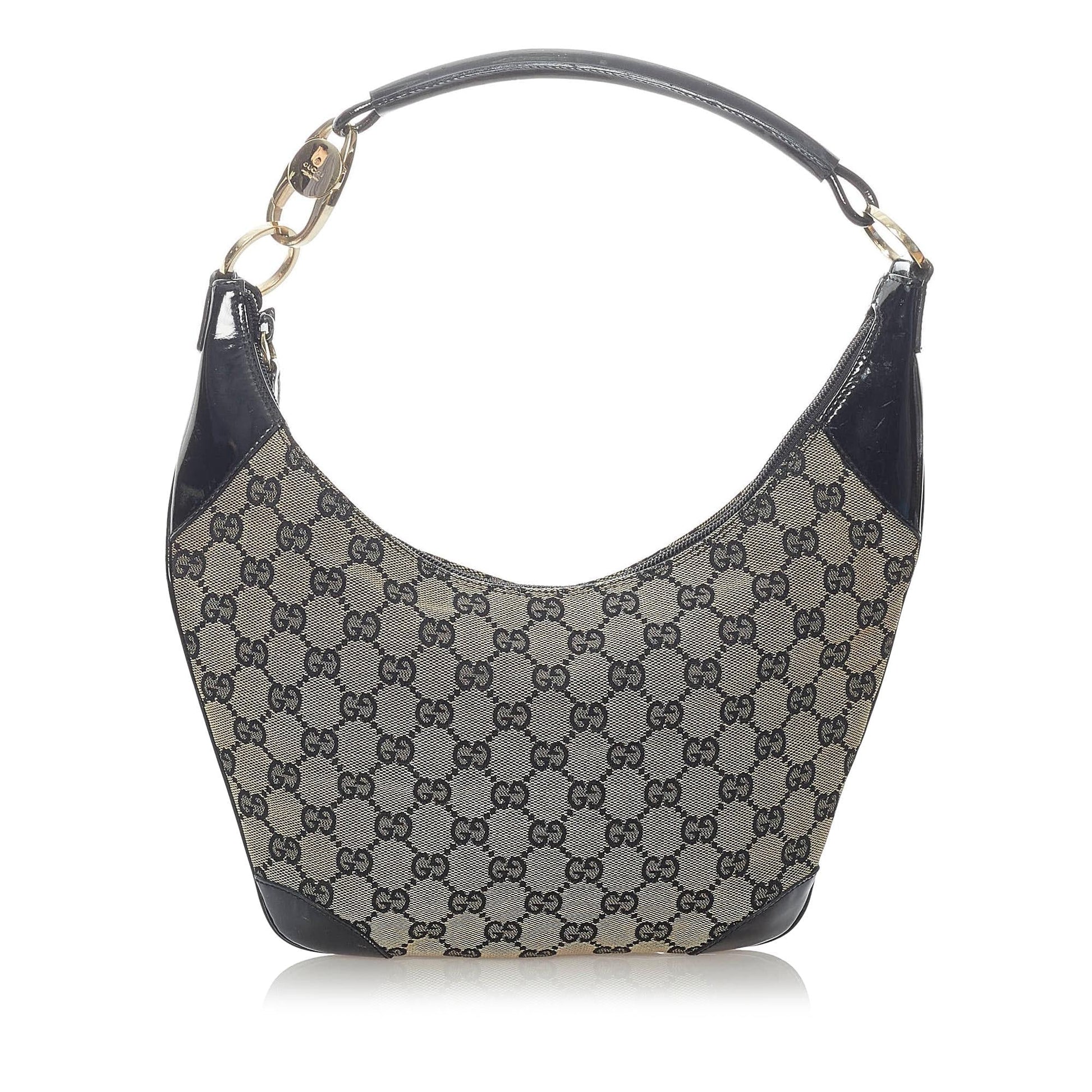 Gucci GG SHG Canvas Black Grey Shoulder Bag Bag Shg