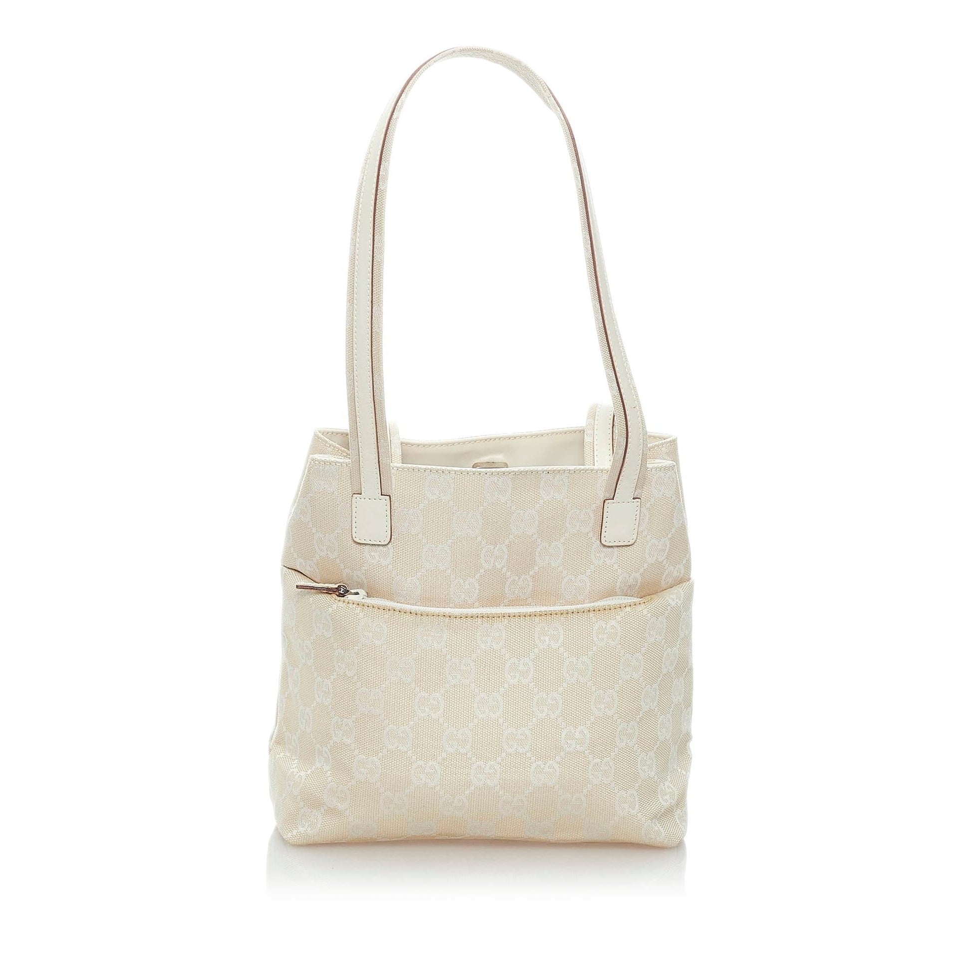 Gucci GG SHG Canvas White Brown Shoulder Bag