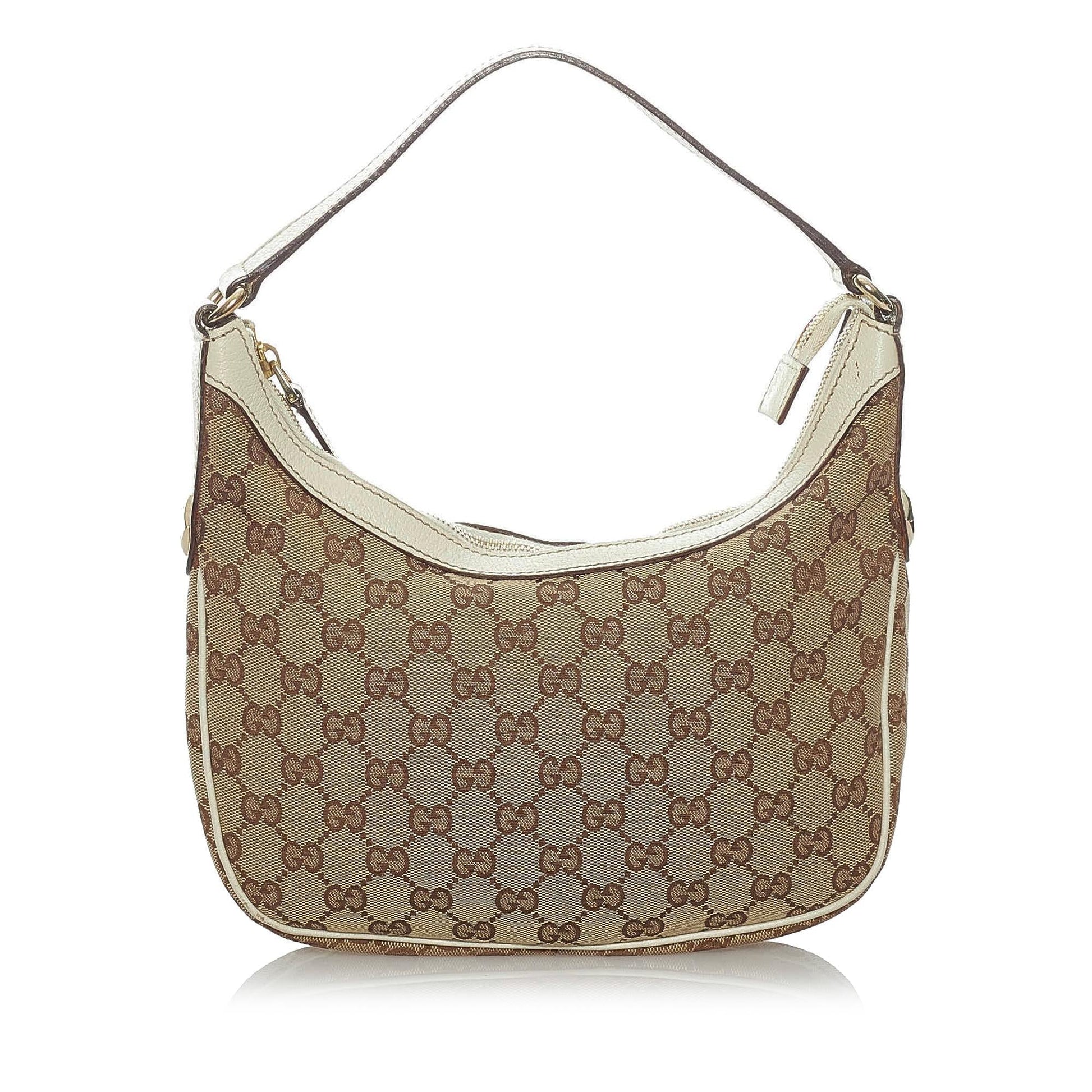 Gucci GG SHG Canvas White Brown Shoulder Bag Bag Shg