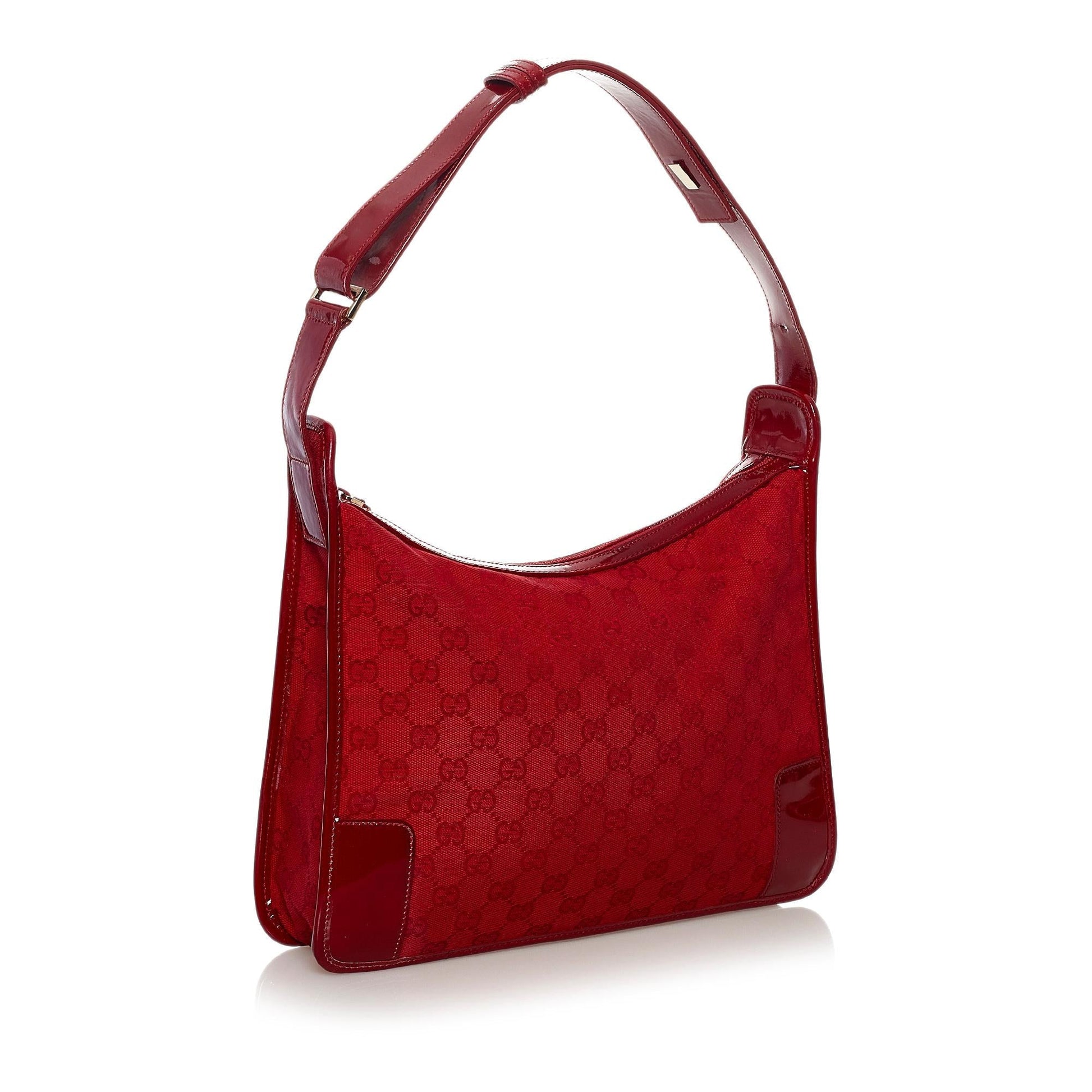 Gucci GG SHG Canvas Calf Red Shoulder Bag Bag Shg