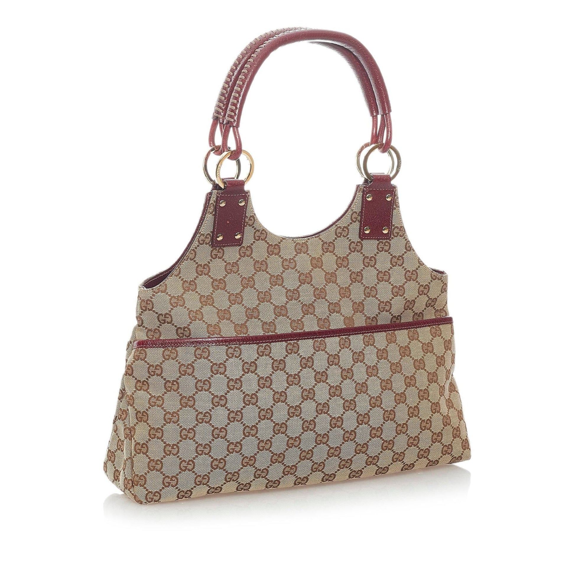 Gucci GG SHG Canvas Calf Brown Shoulder Bag Bag Shg