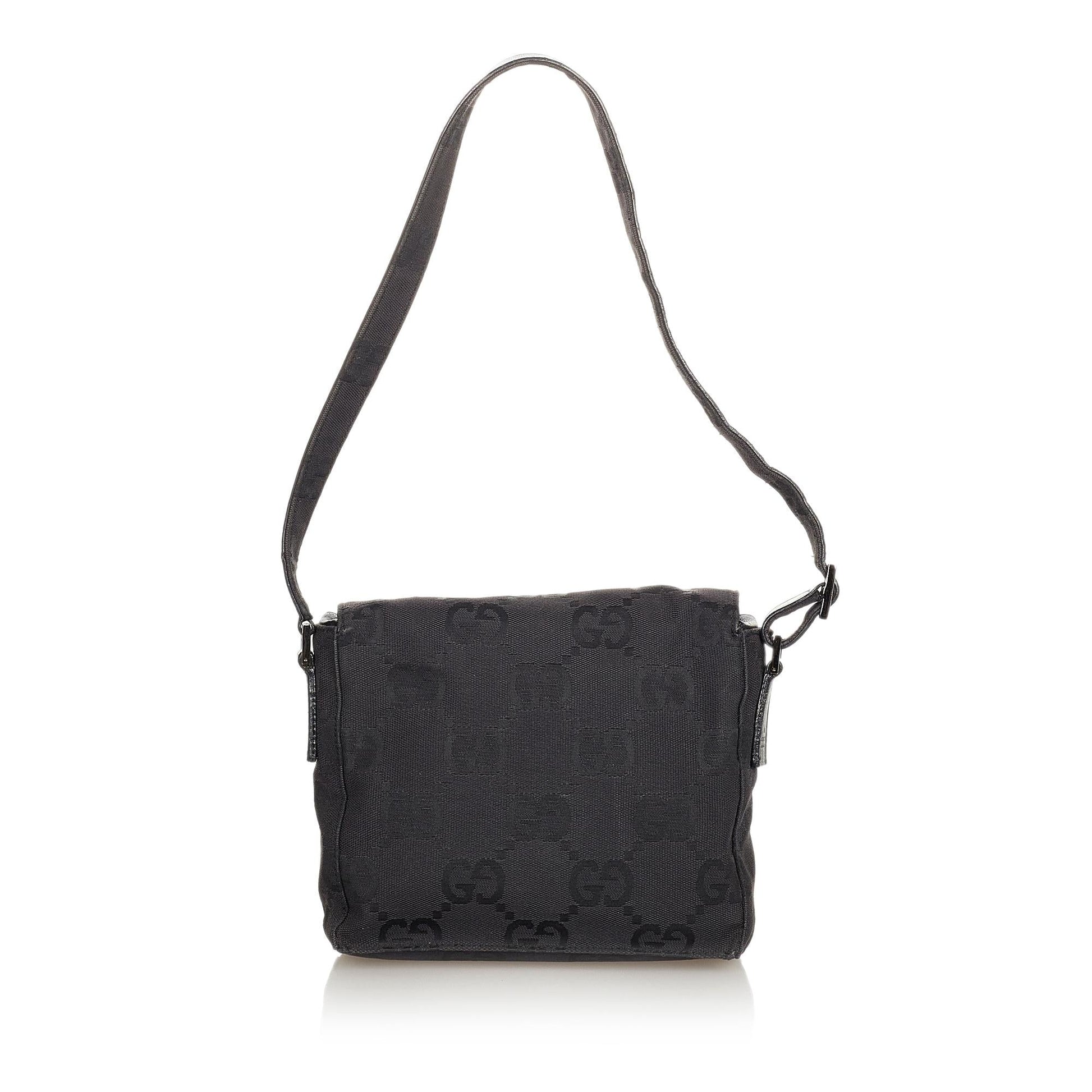 Gucci GG SHG Canvas Calf Black Shoulder Bag 3