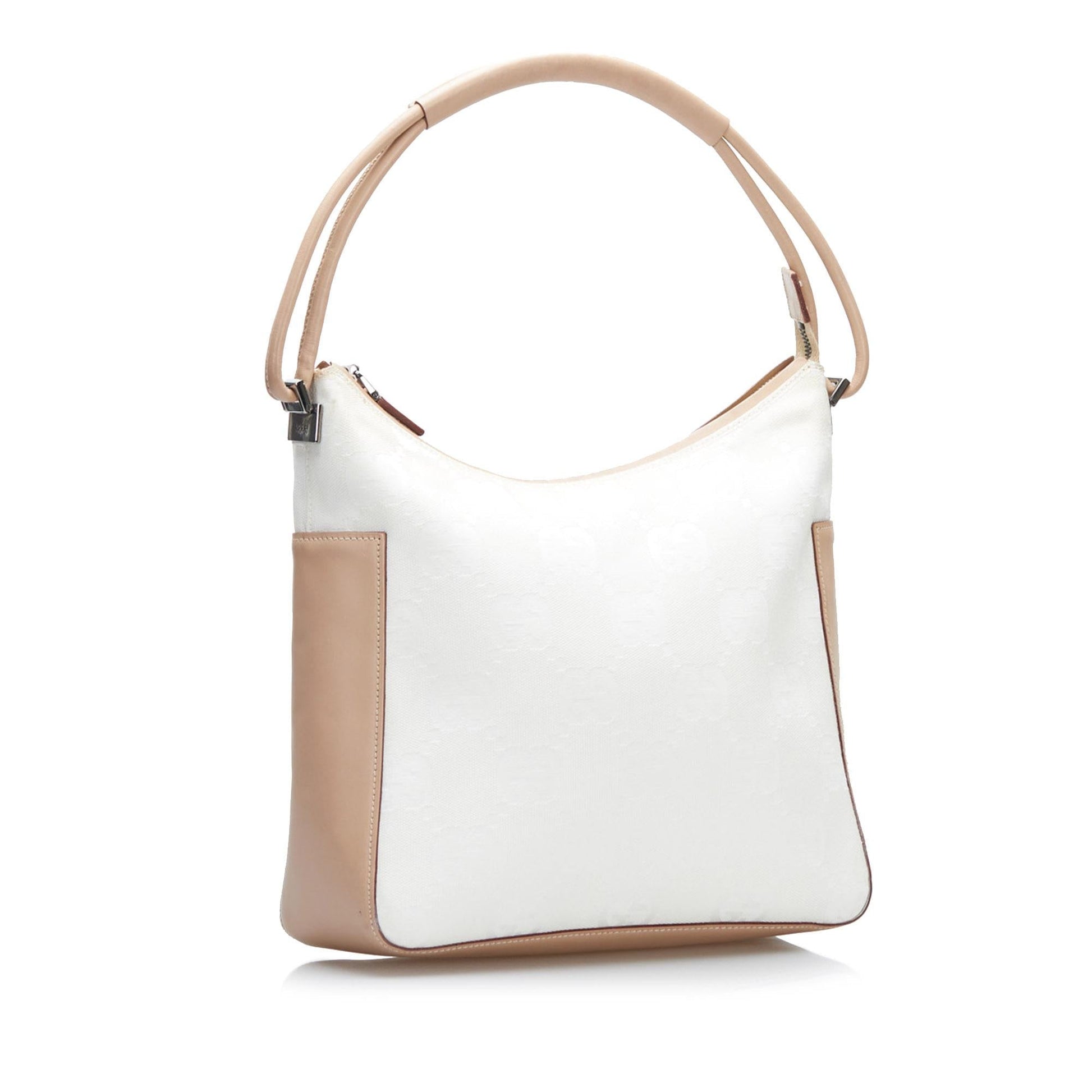 Gucci GG SHG-71yywG Canvas Calf White Brown Shoulder Bag