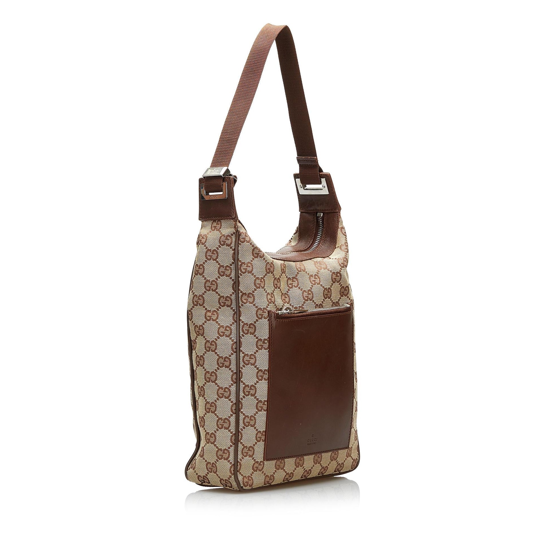 Gucci GG SHG-7hKQOc Canvas Calf Brown Shoulder Bag