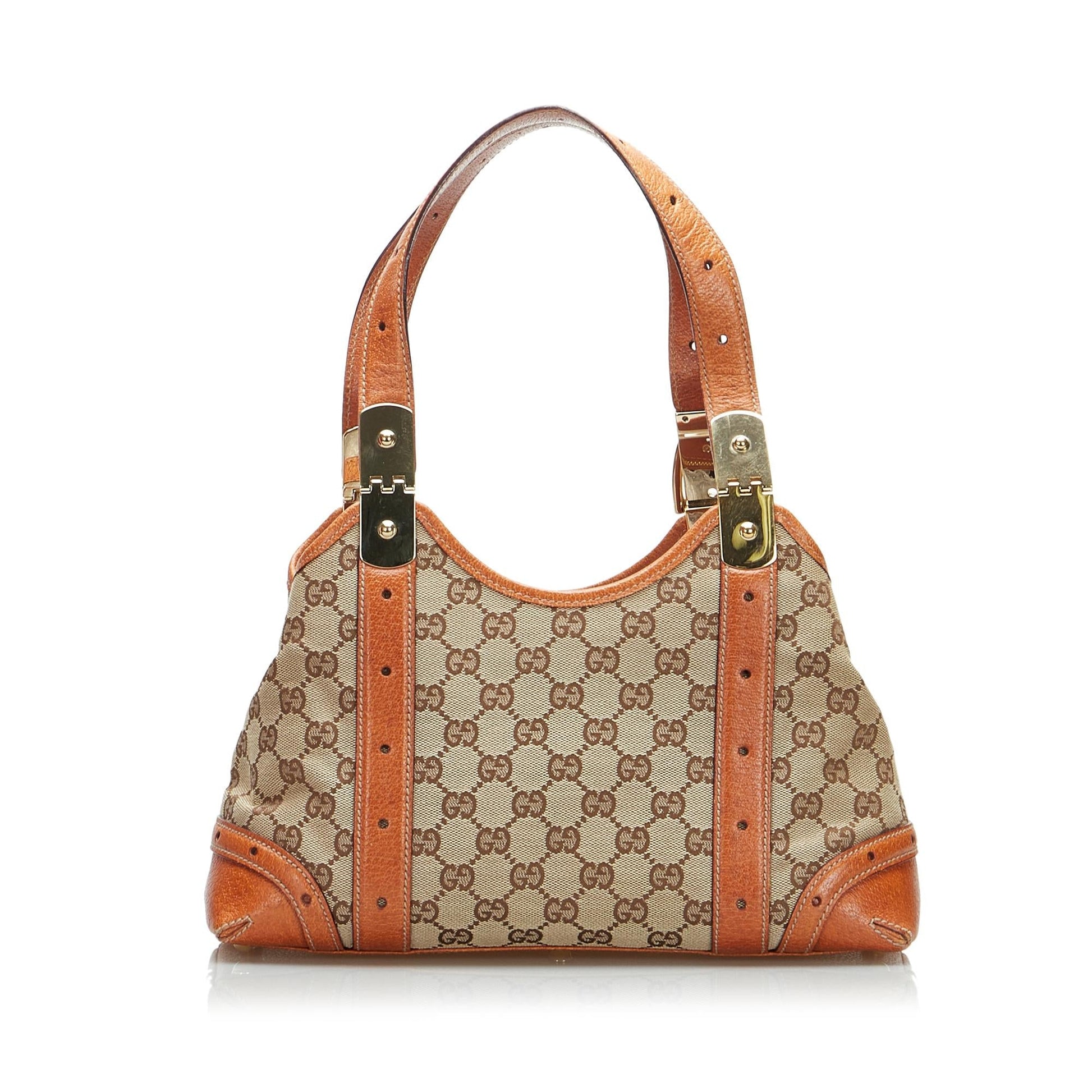 Gucci GG SHG-ZvPrzg Canvas Calf Brown Orange Shoulder Bag