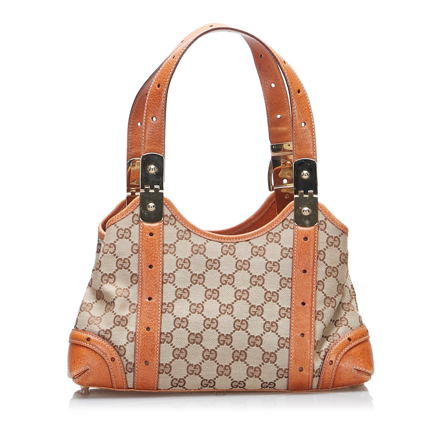 Gucci GG SHG-83BnLV Canvas Calf Brown Orange Shoulder Bag