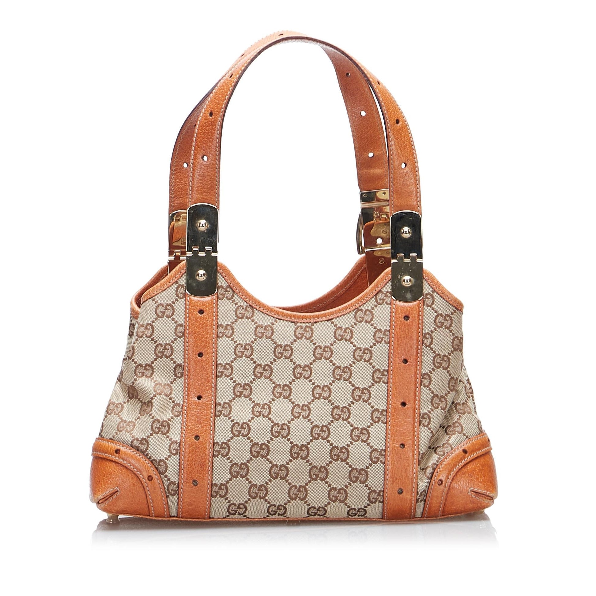 Gucci GG SHG-83BnLV Canvas Calf Brown Orange Shoulder Bag