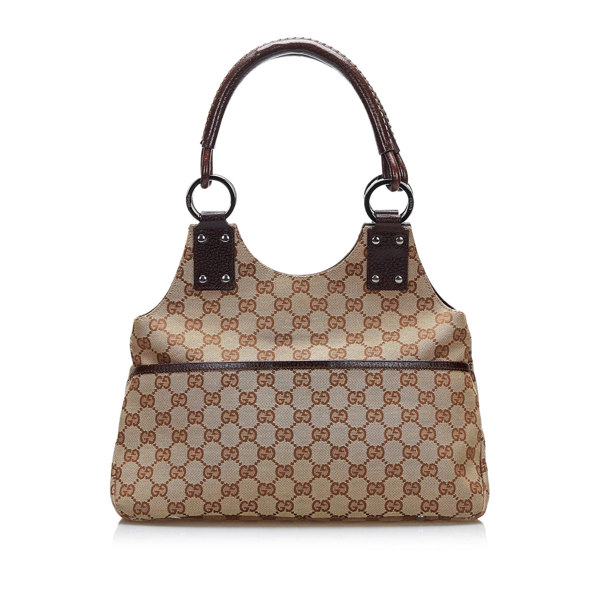 Gucci GG SHG-E2QvCZ Canvas Calf Brown Shoulder Bag