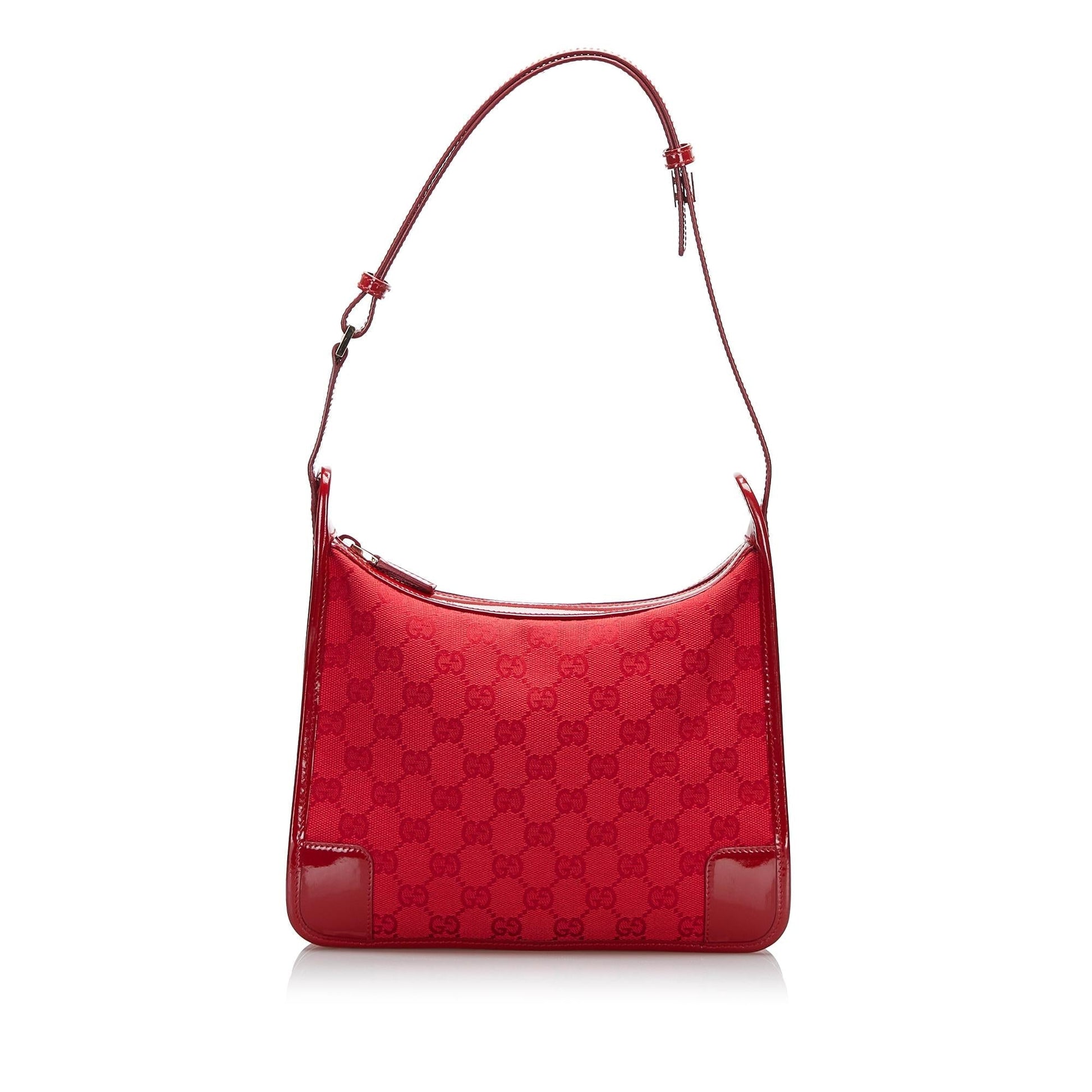 Gucci GG SHG-EHhUj6 Leather Canvas Patent Red Shoulder Bag