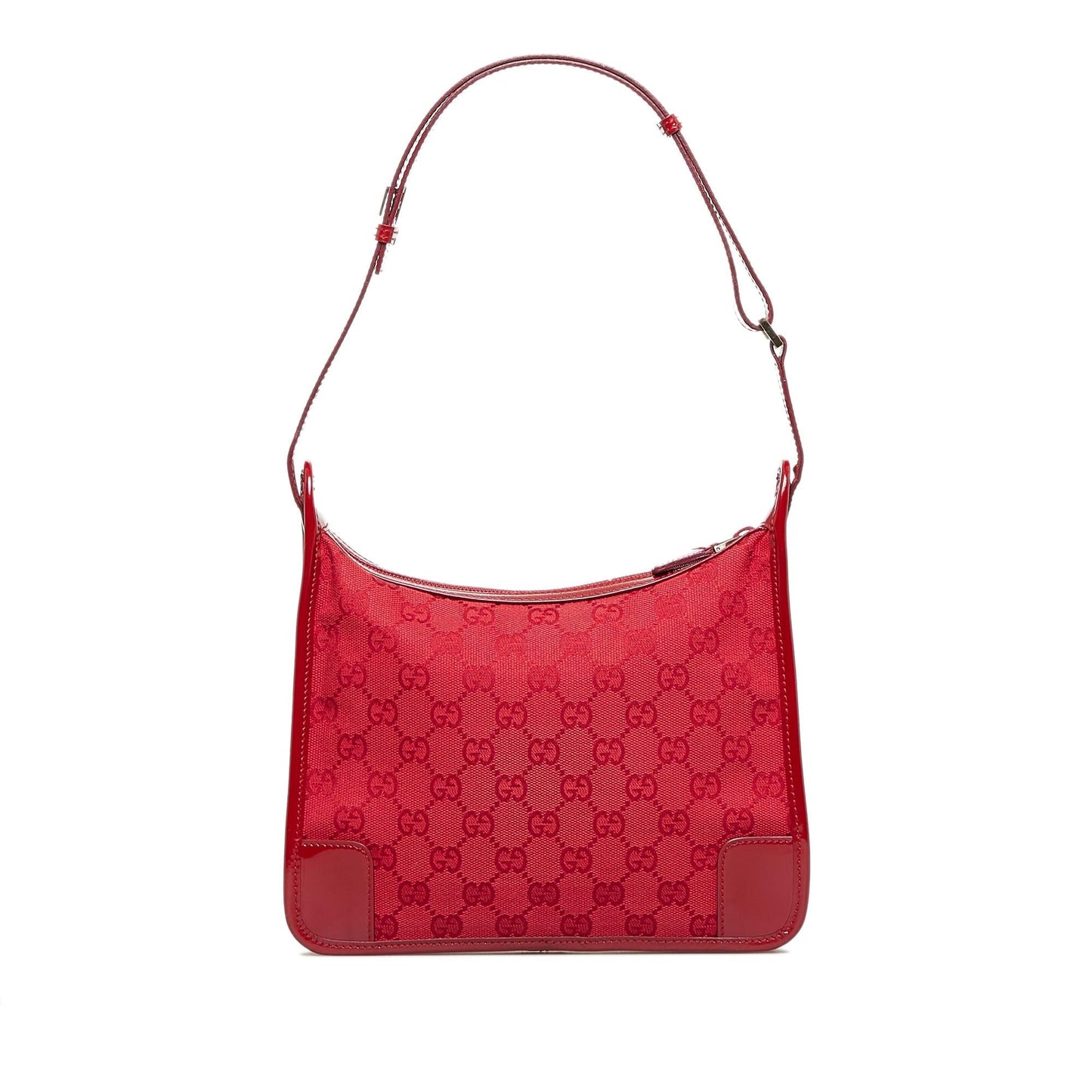 Gucci GG SHG-yh7Jmf Leather Canvas Patent Red Shoulder Bag