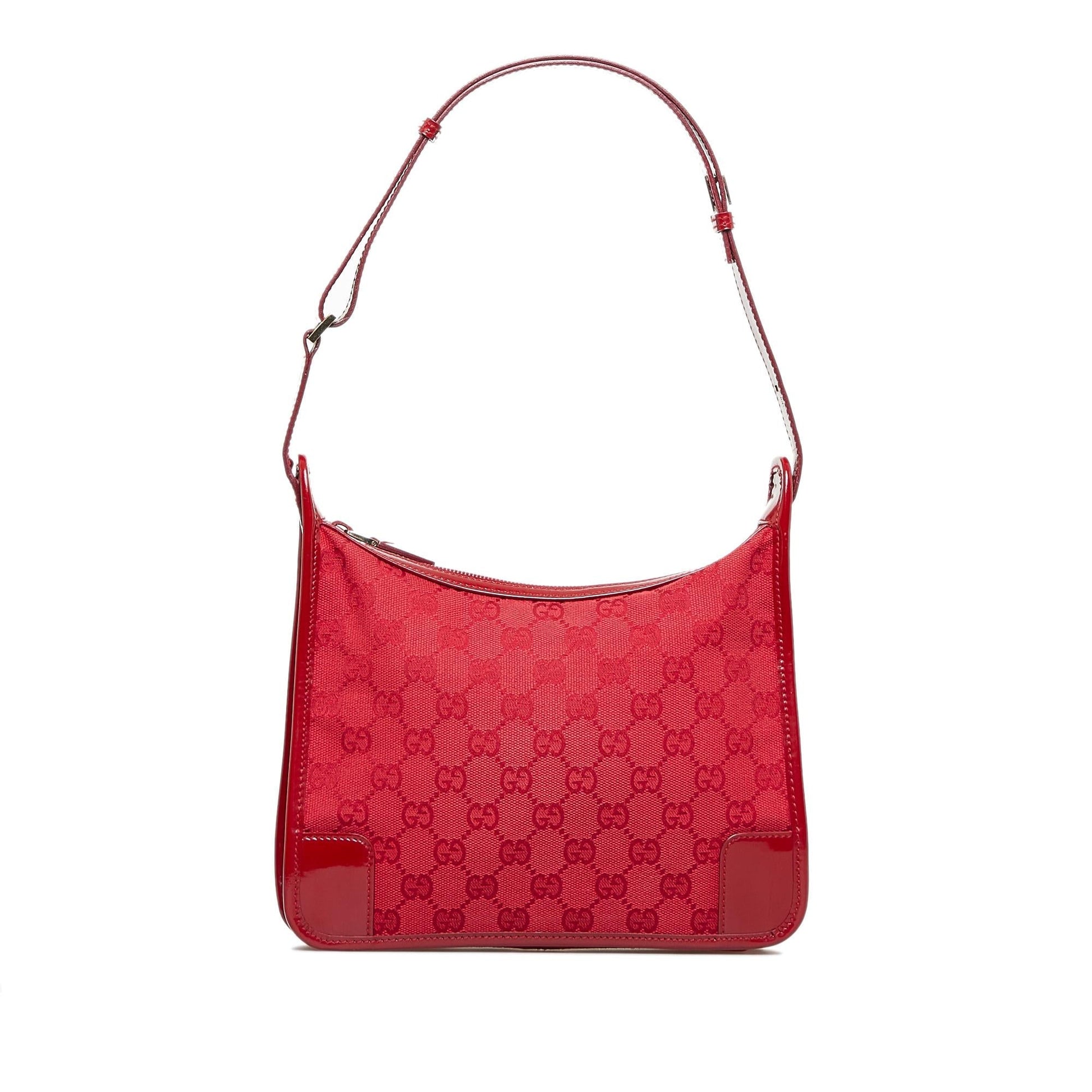 Gucci GG SHG-yh7Jmf Leather Canvas Patent Red Shoulder Bag