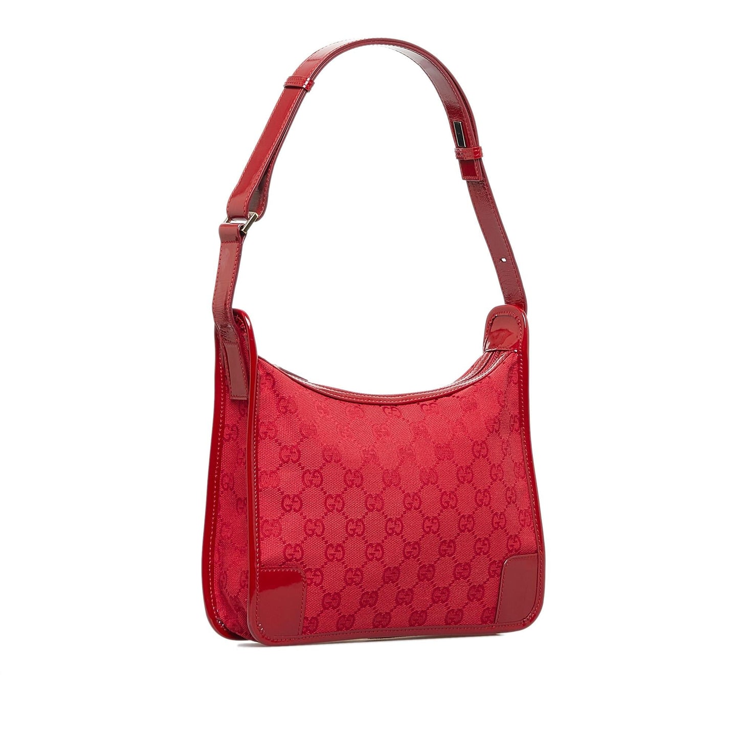 Gucci GG SHG-yh7Jmf Leather Canvas Patent Red Shoulder Bag