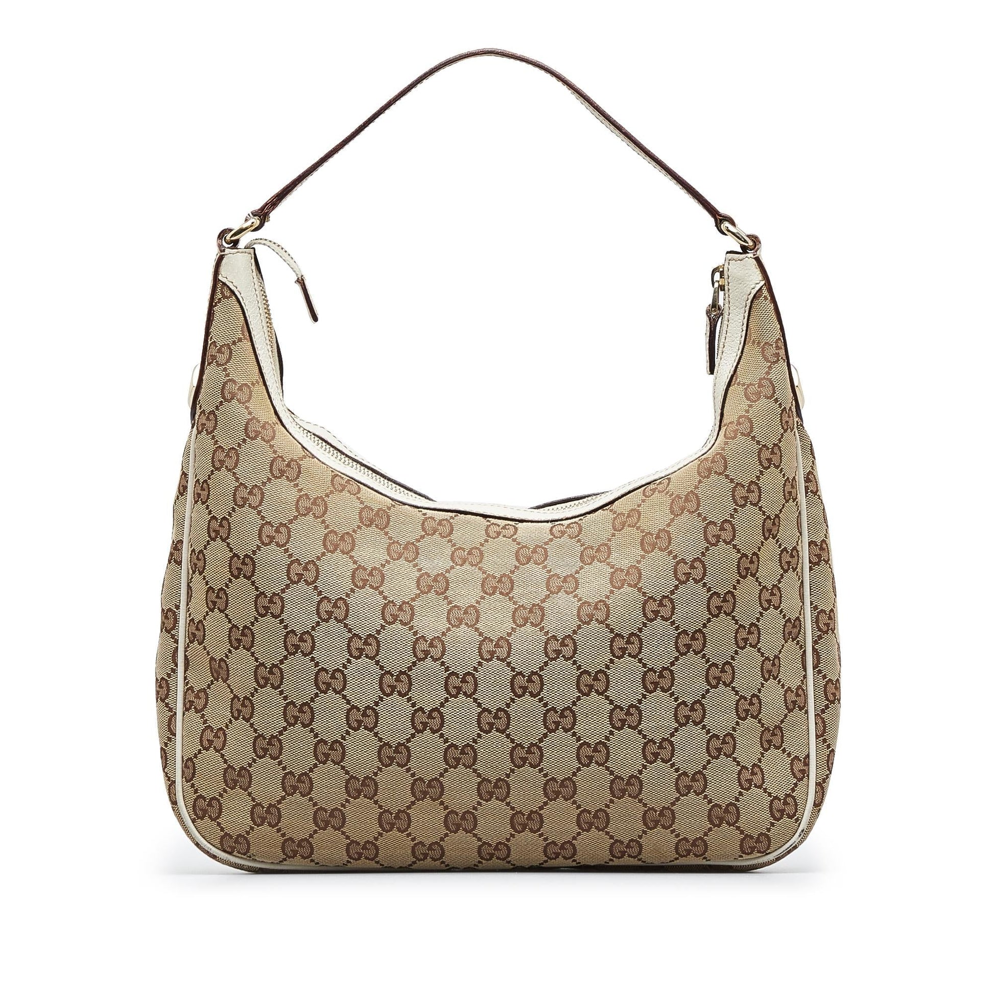 Gucci GG SHG-bjoFh9 Canvas Calf White Brown Shoulder Bag
