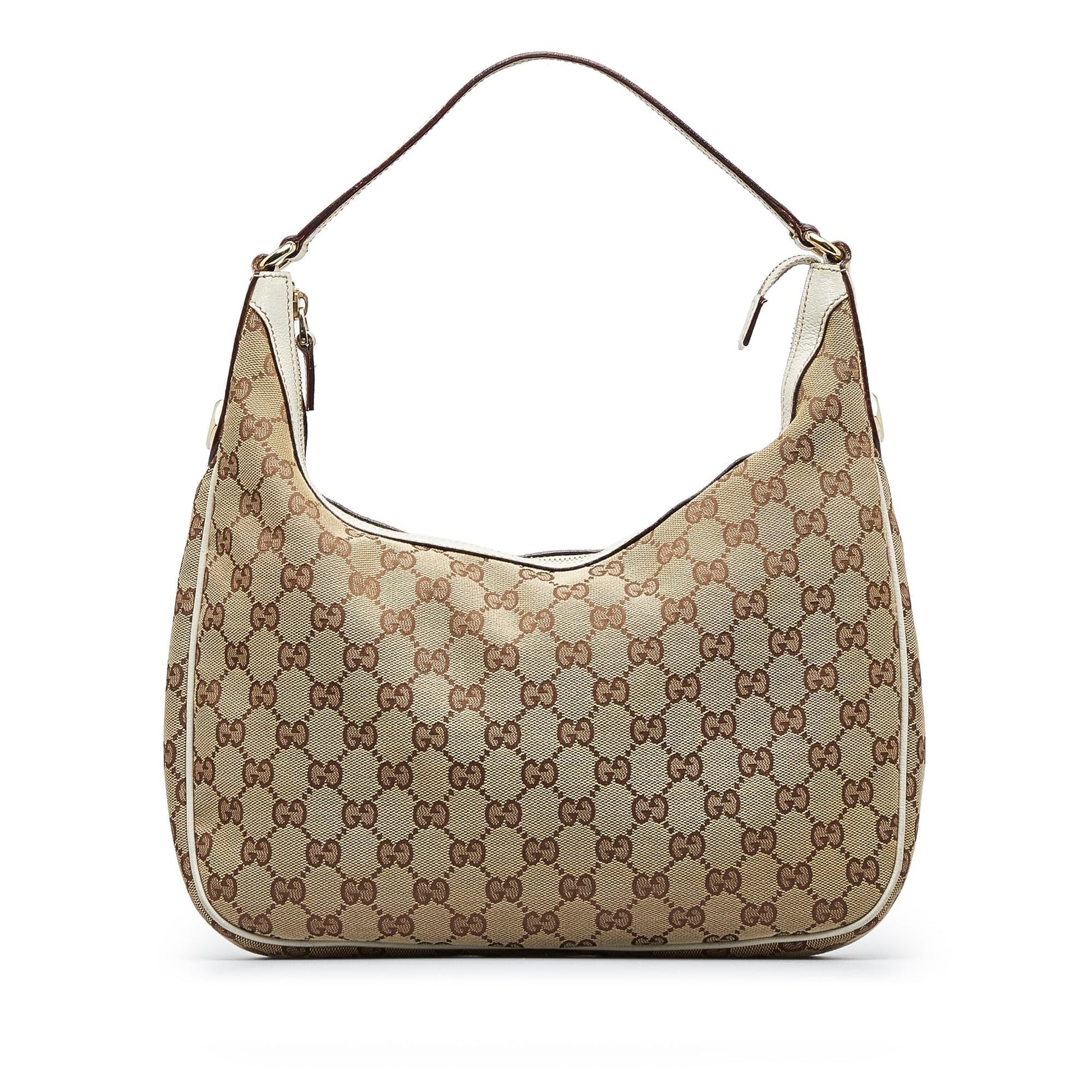 Gucci GG SHG-bjoFh9 Canvas Calf White Brown Shoulder Bag