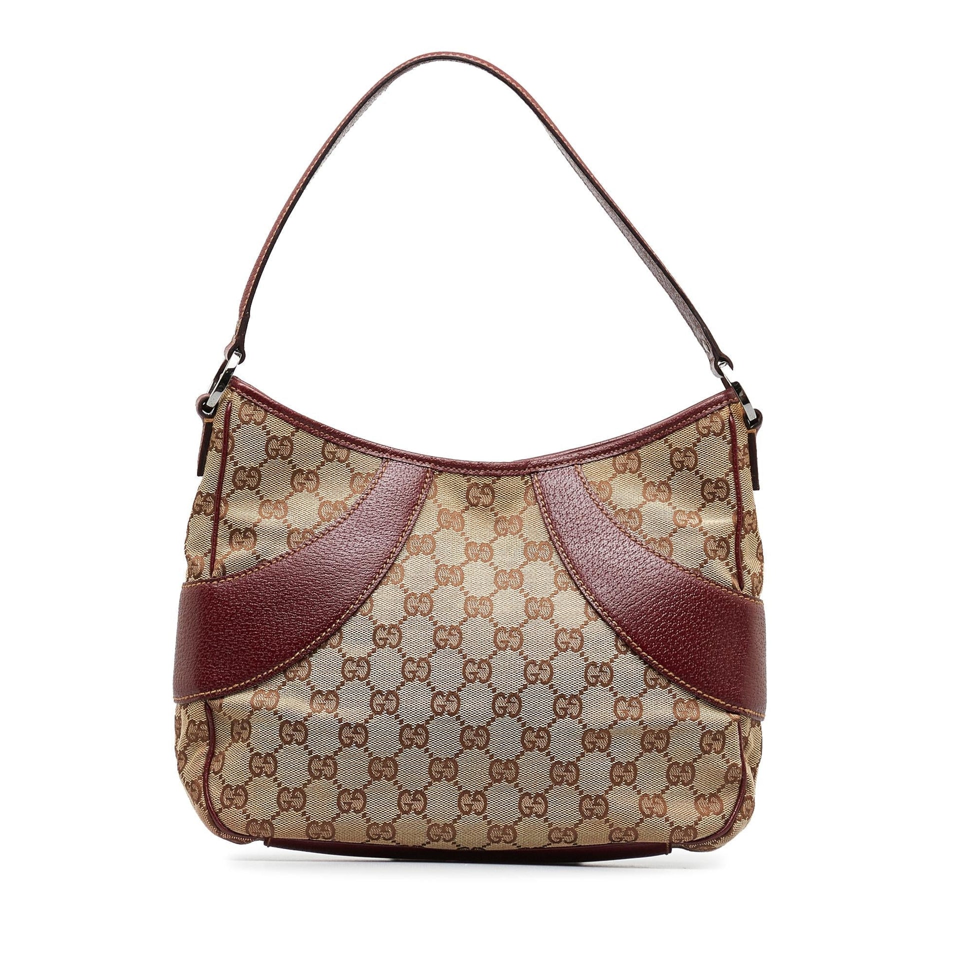 Gucci GG SHG-8KB6EK Canvas Calf Brown Red Shoulder Bag