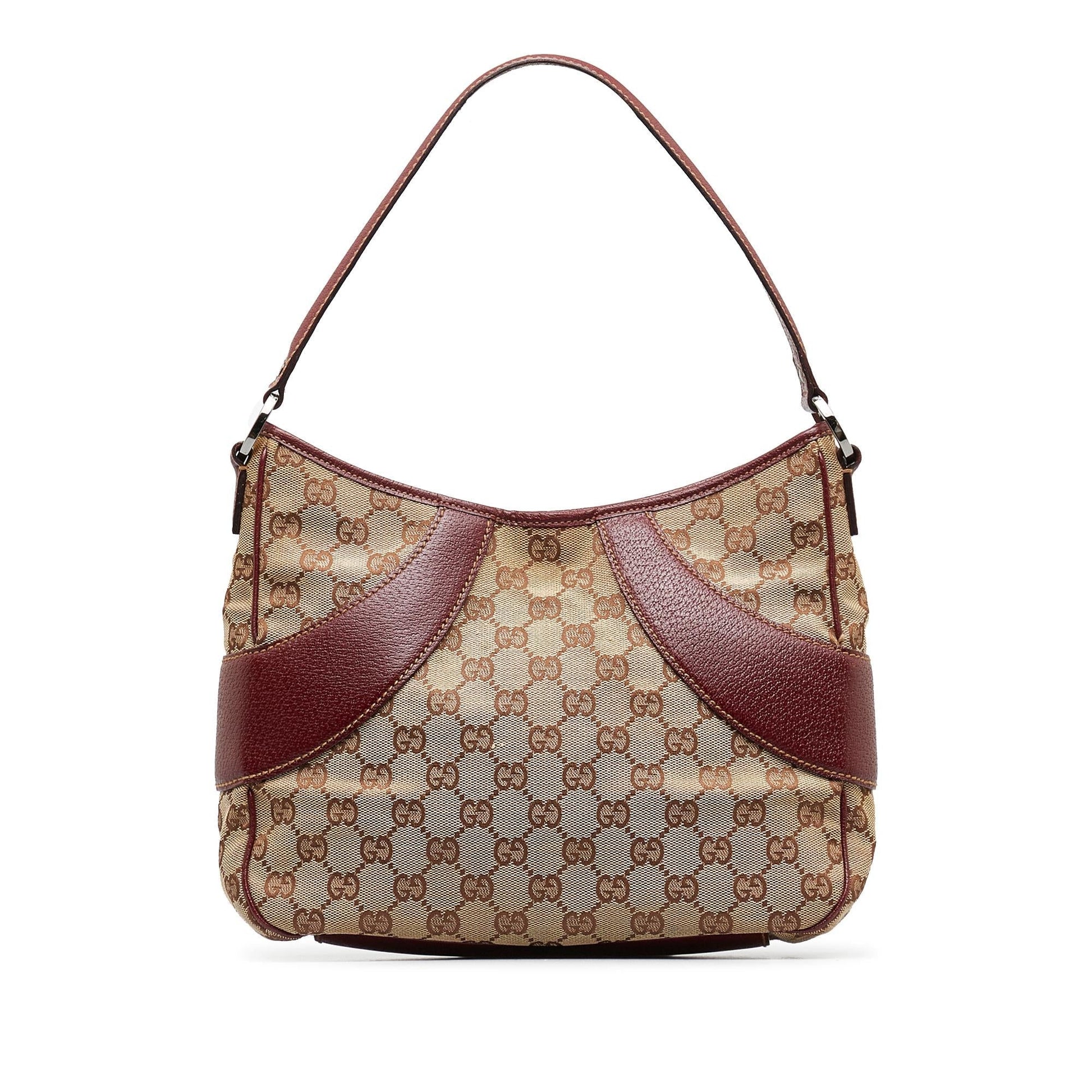Gucci GG SHG-8KB6EK Canvas Calf Brown Red Shoulder Bag