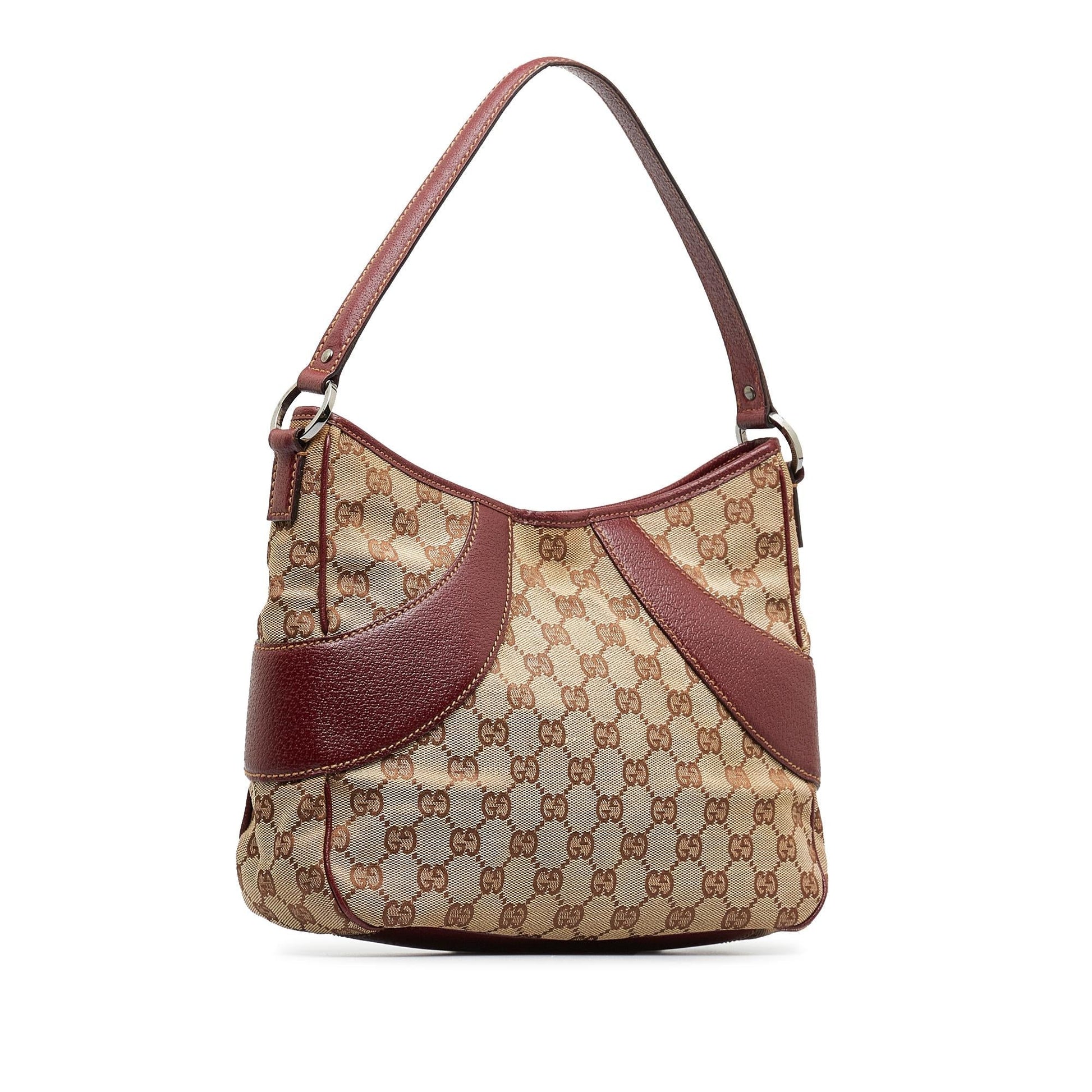 Gucci GG SHG-8KB6EK Canvas Calf Brown Red Shoulder Bag