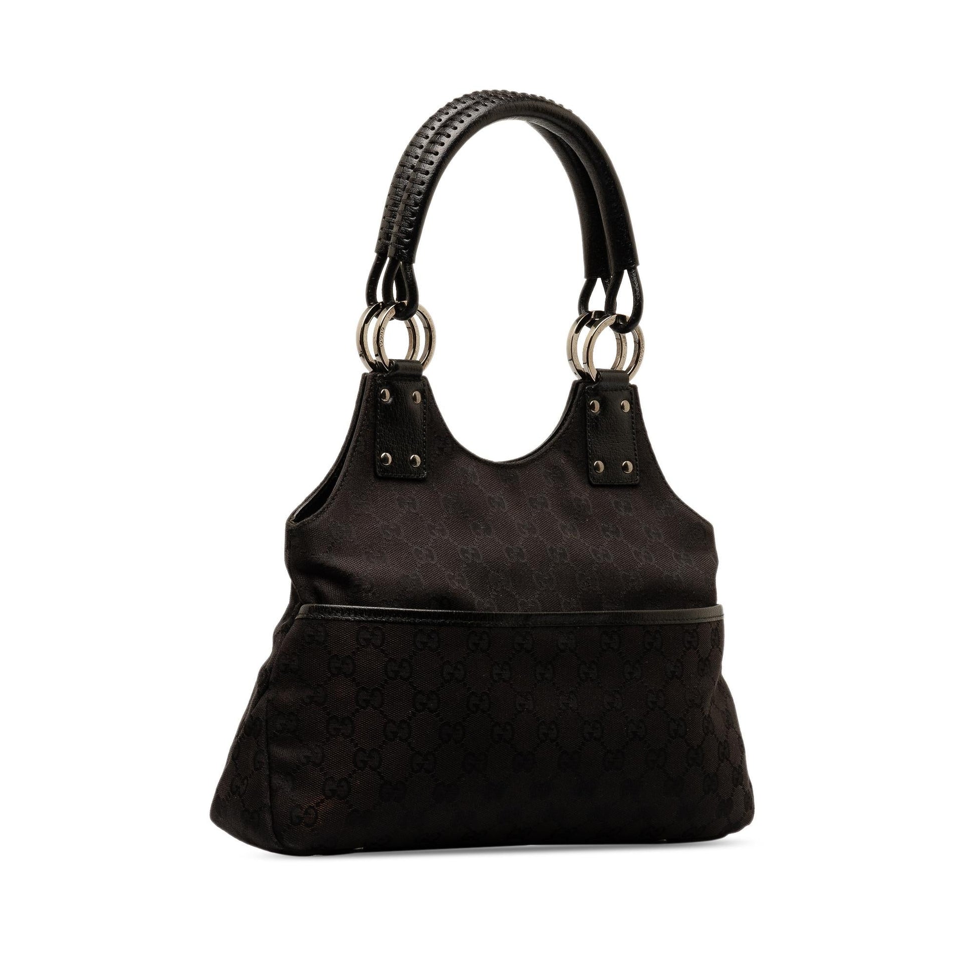 Gucci GG SHG-H0tGMn Canvas Black Shoulder Bag