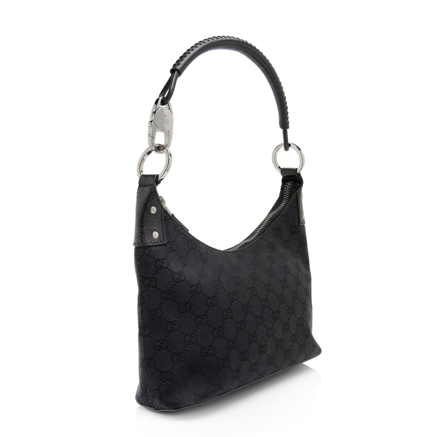 Gucci GG Leather Canvas Black Small Shoulder Bag