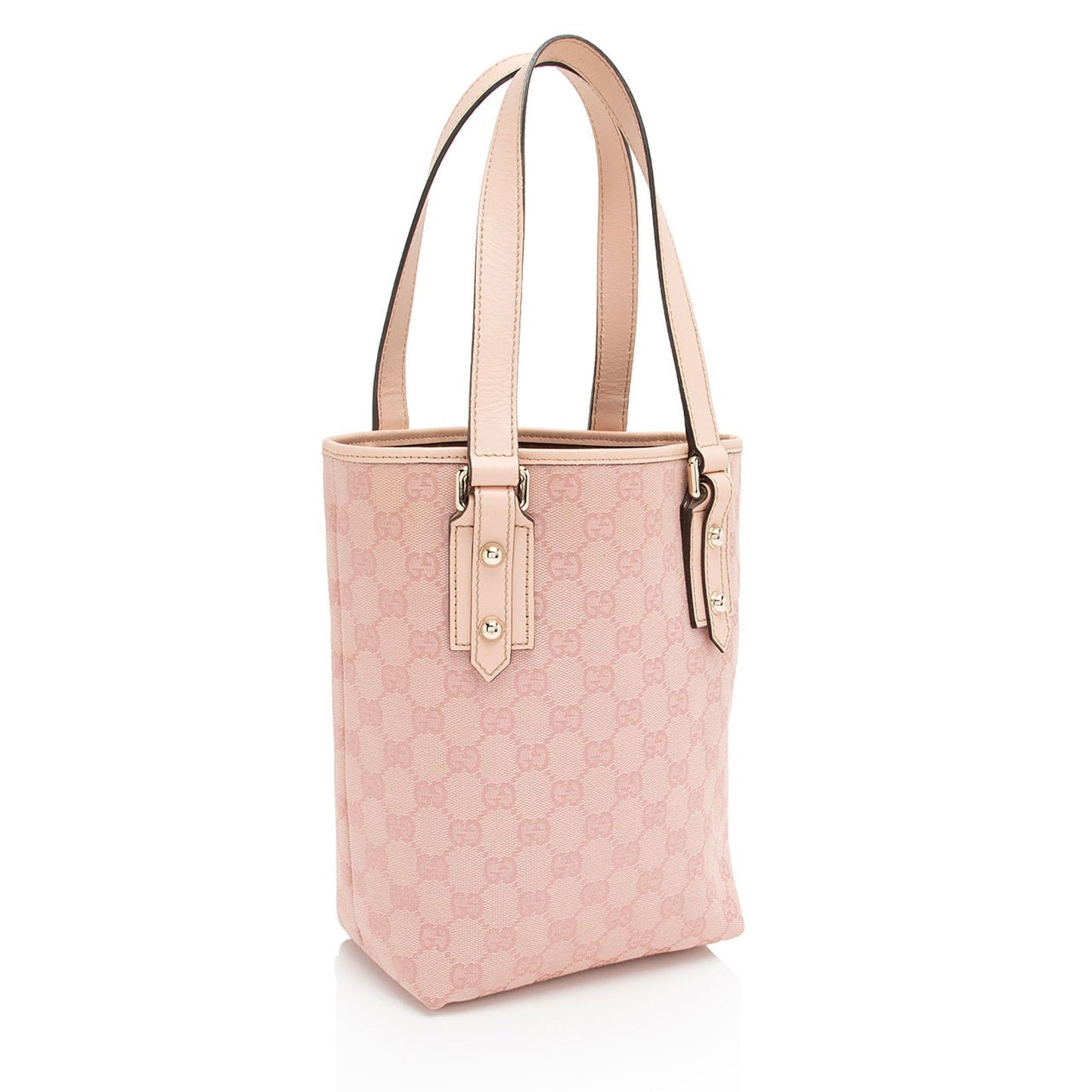 Gucci GG Vertical SHF-hi7sXz Leather Canvas Pink Small Tote Bag