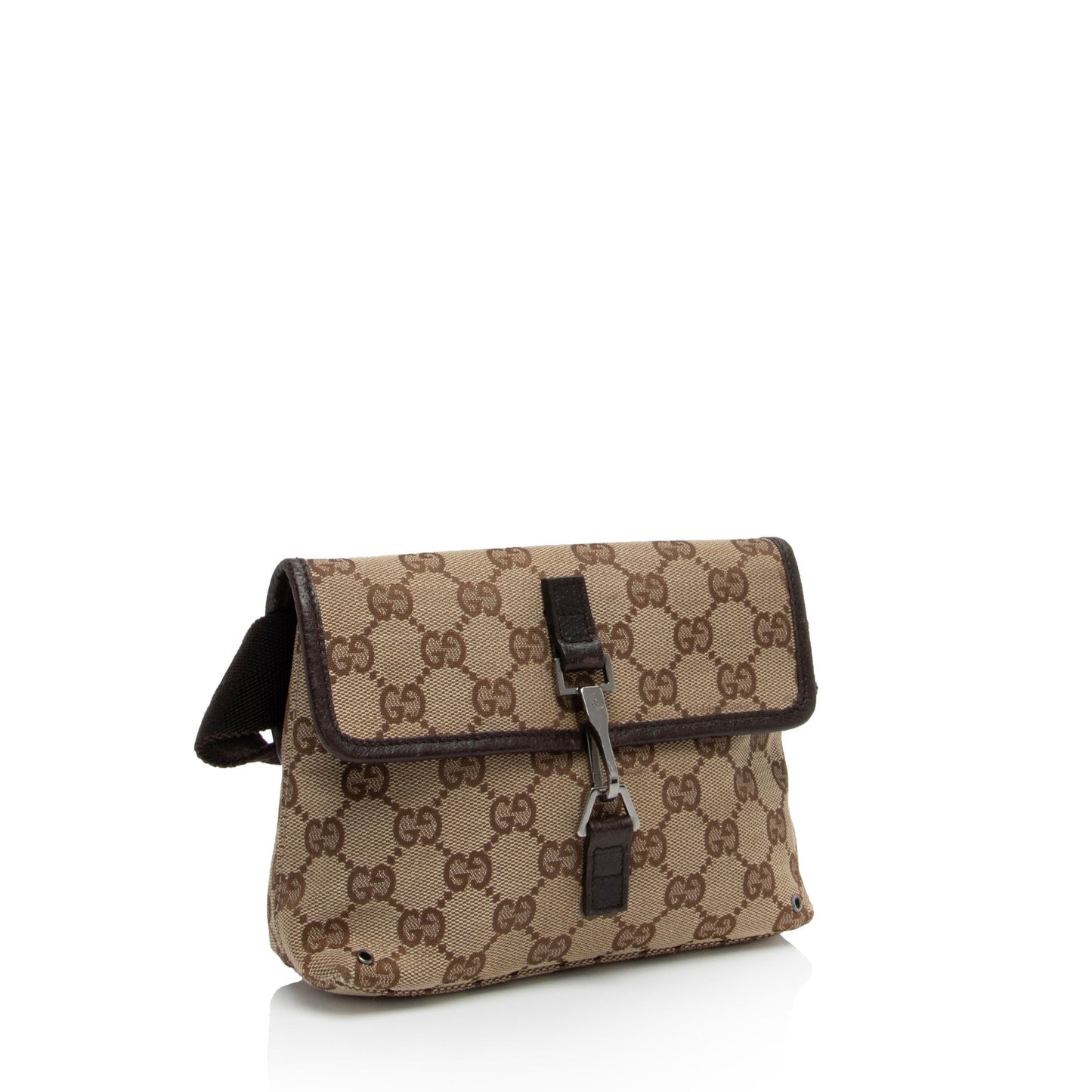 Gucci GG Waist Belt SHF-aTzoiD Leather Canvas Nylon Brown Accessory