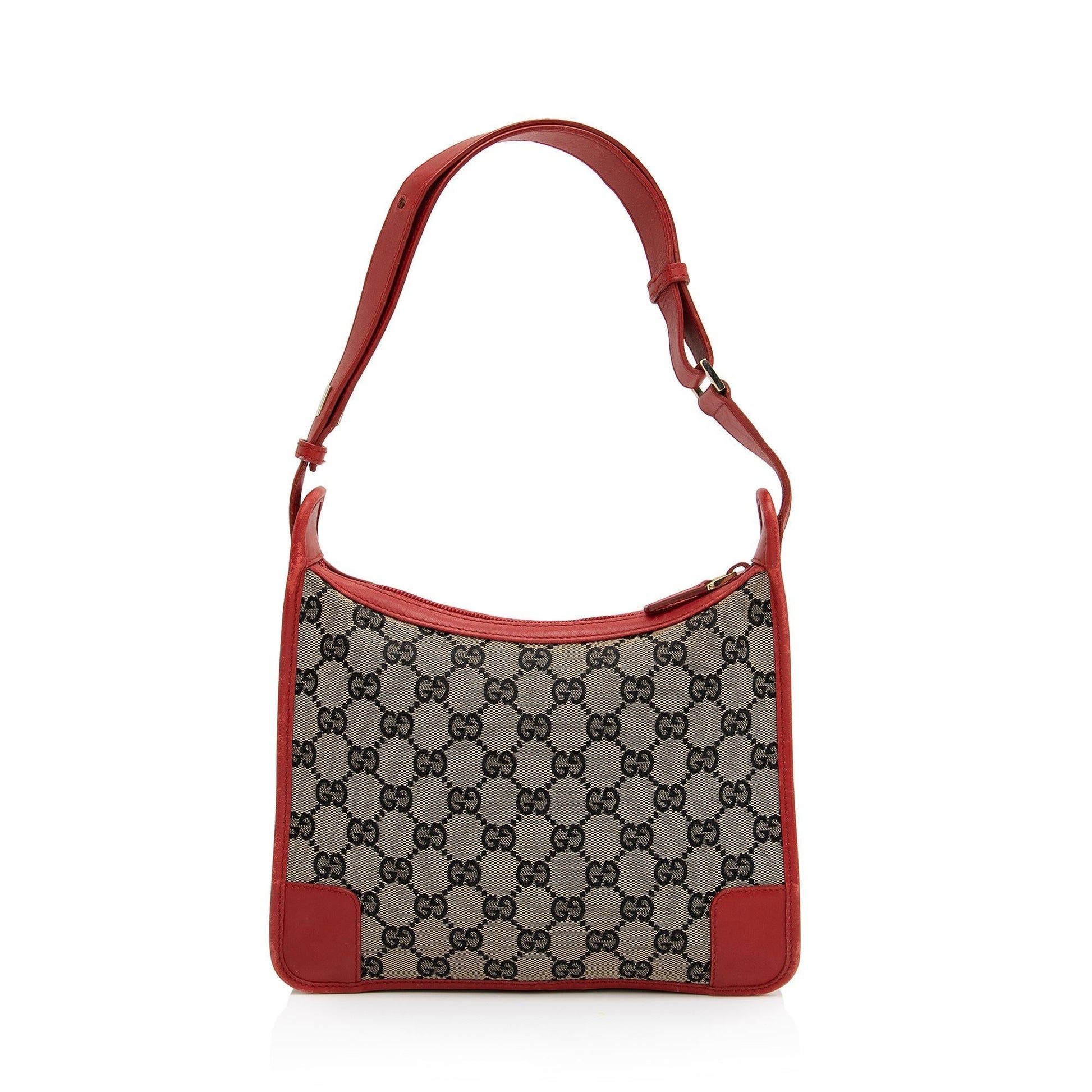Gucci GG Square SHF-YQ7fDI Leather Canvas Blue Red Shoulder Bag