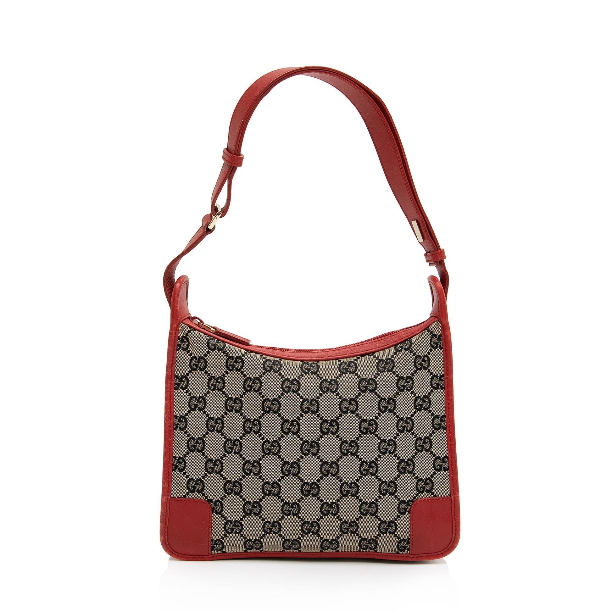 Gucci GG Square SHF-YQ7fDI Leather Canvas Blue Red Shoulder Bag